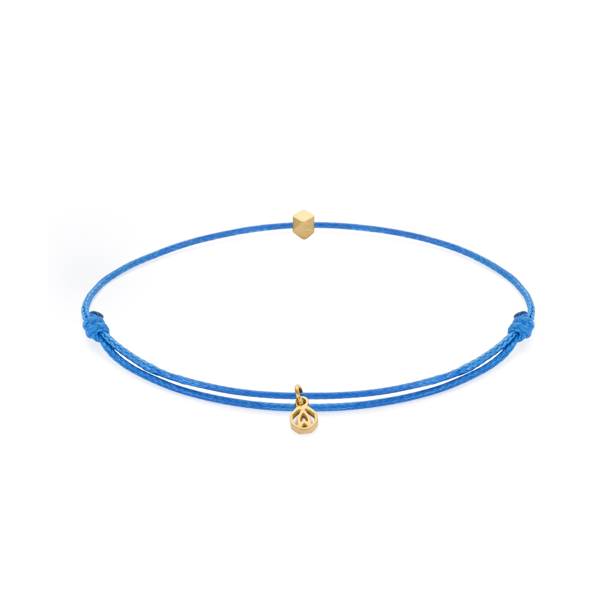 Blue Cord Bracelet in Gold