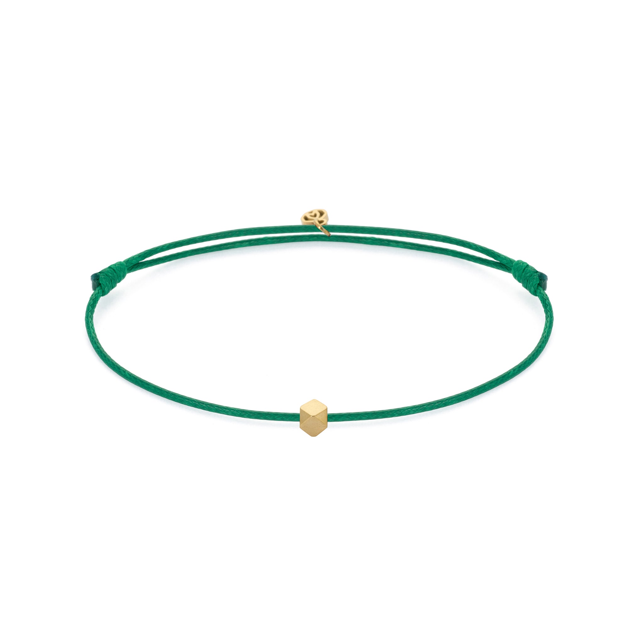 Green Cord Bracelet in Gold