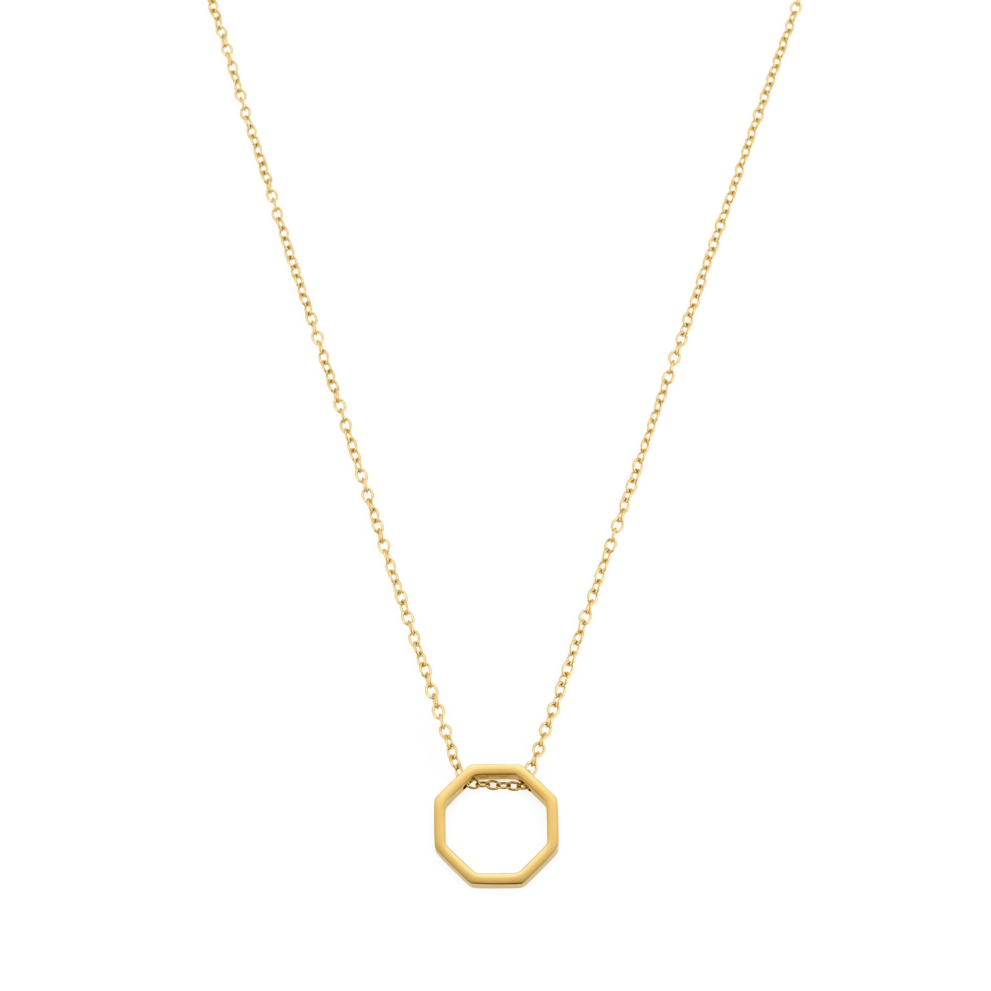 Empty Octagon Necklace in Gold