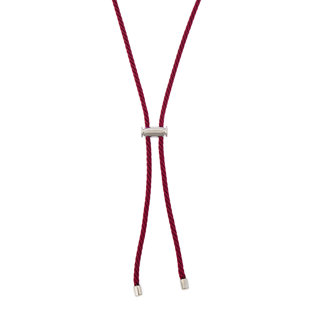 Claret Red Lace Necklace in Silver