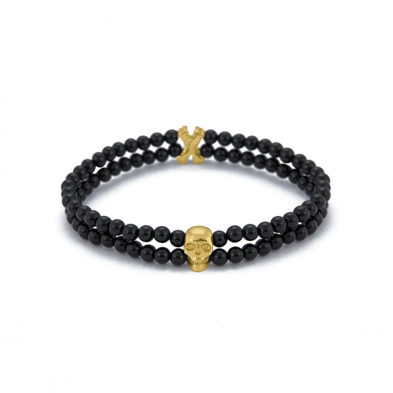 Skull Double Charm Bracelet in Gold