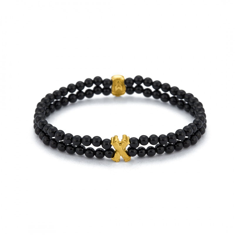 Skull Double Charm Bracelet in Gold