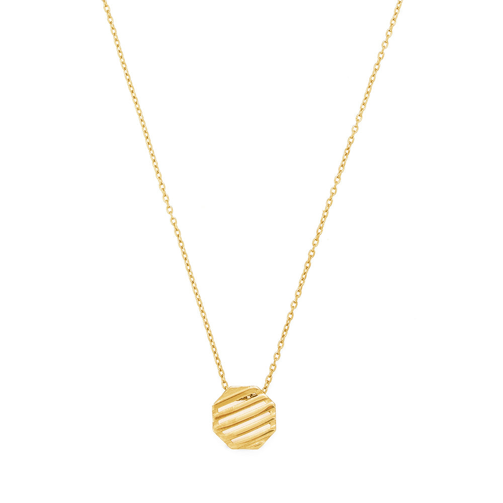 Striped Octagonal Necklace in Gold
