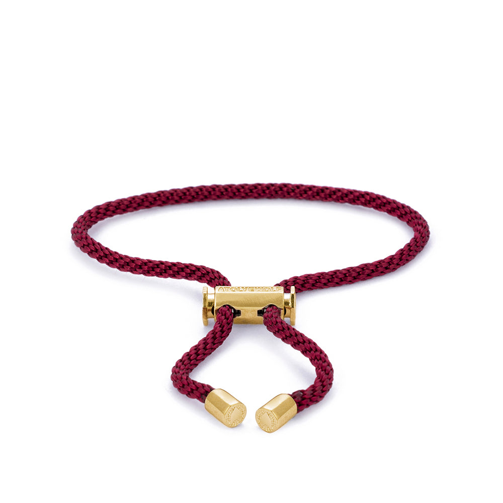 Claret Red Lace Bracelet in Gold