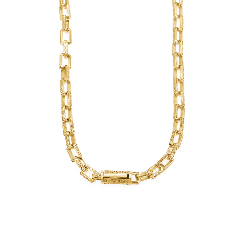 Inlaid Chain Necklace in Gold