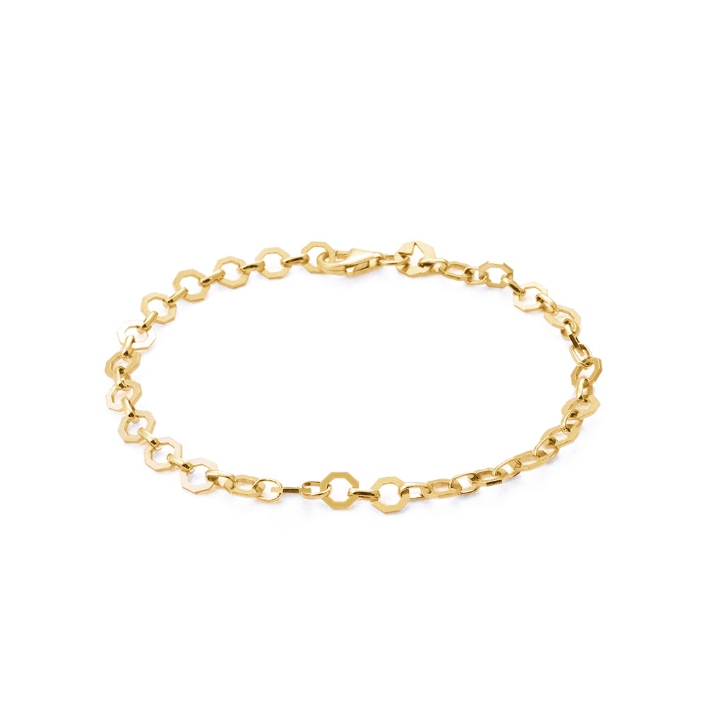 Octagonal Chain Bracelet in Gold