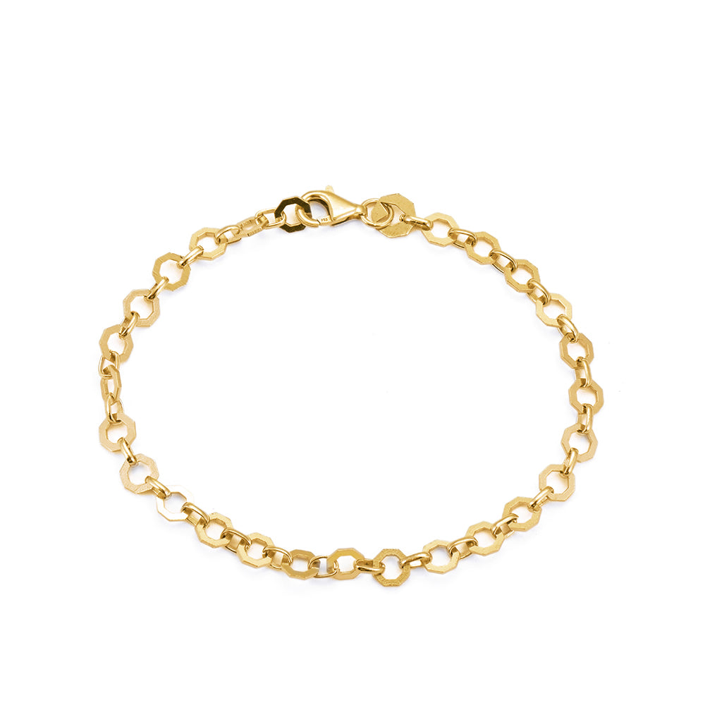 Octagonal Chain Bracelet in Gold