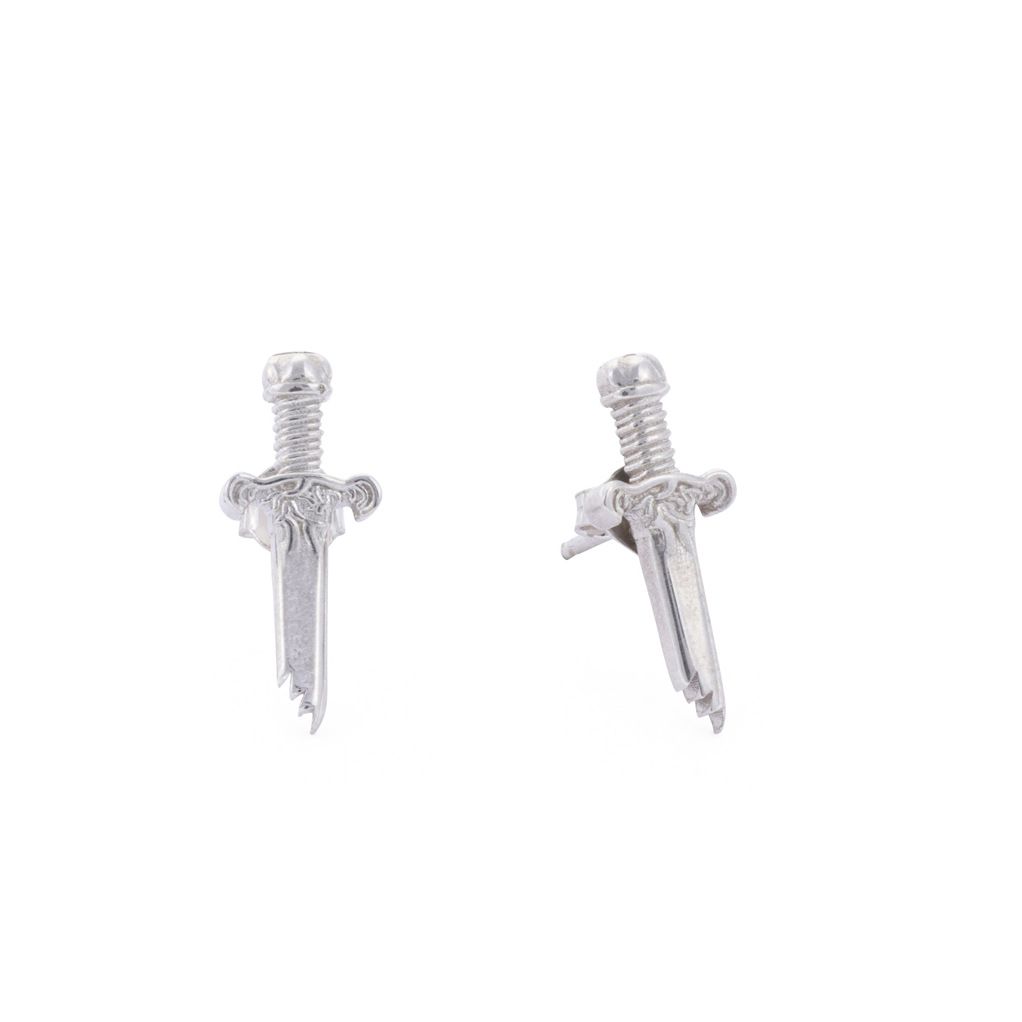 Broken Sword Earrings in Silver