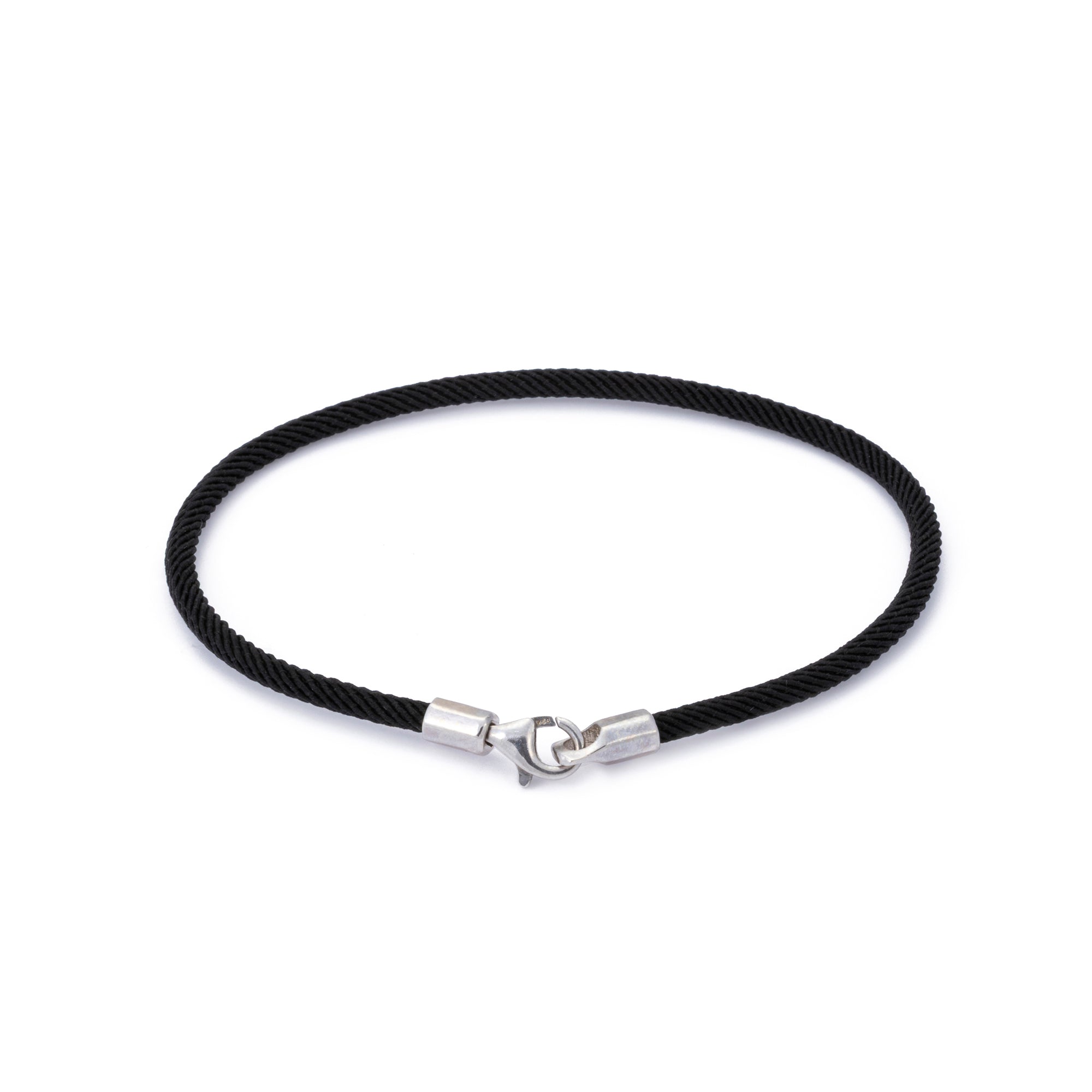 Black Woven Bracelet in Silver