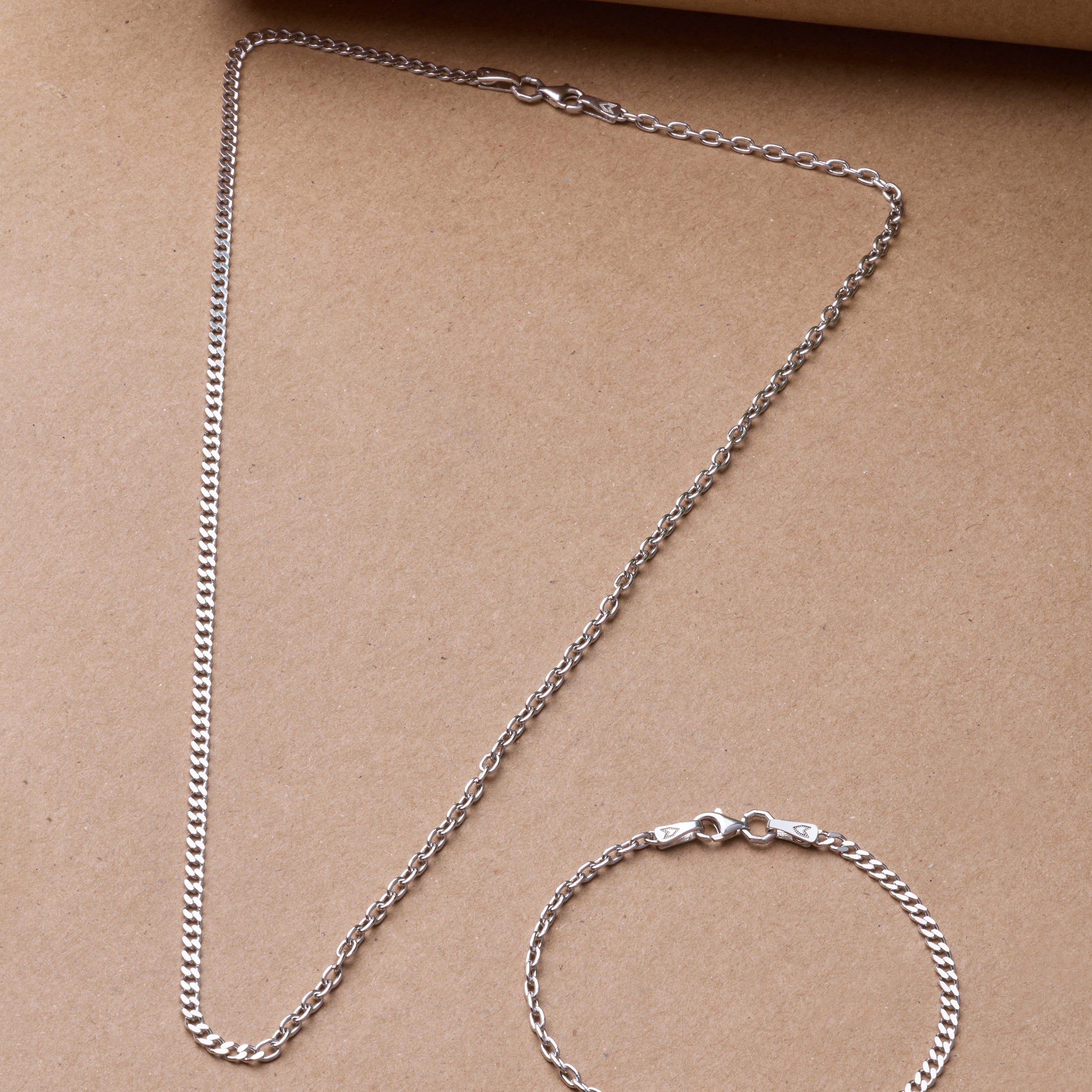 Cable Curb Necklace in Silver