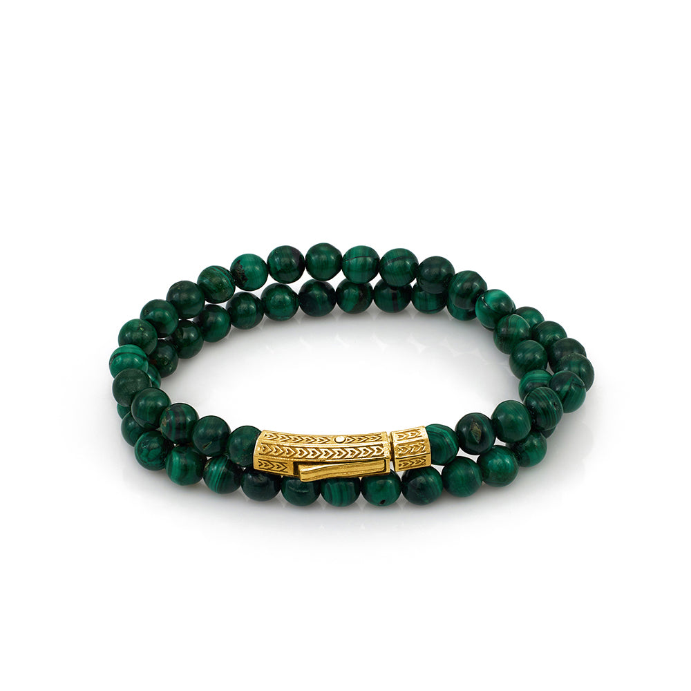 Double Malachite Bracelet in Gold