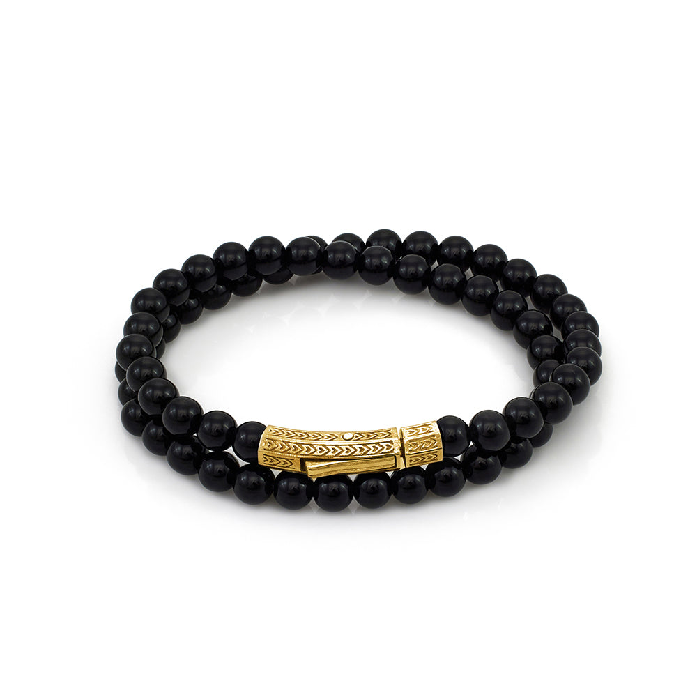 Double Onyx Bracelet in Gold