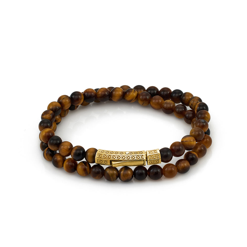 Double Tiger Eye Bracelet in Gold