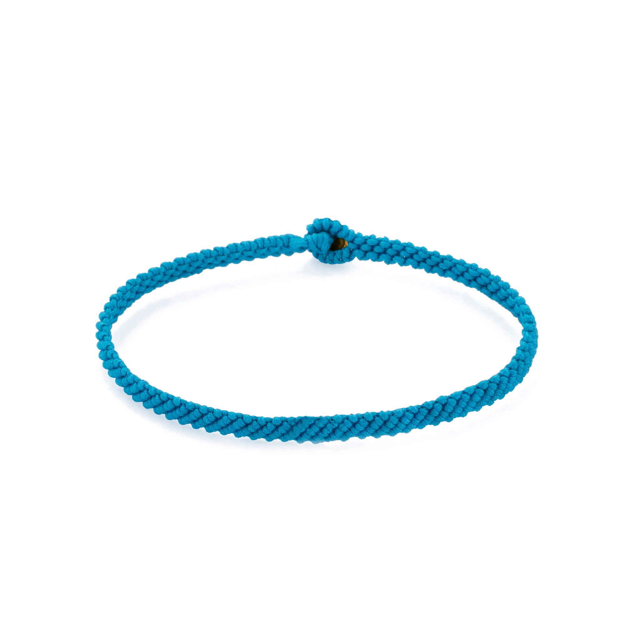 Light Blue Macrame Bracelet in Gold