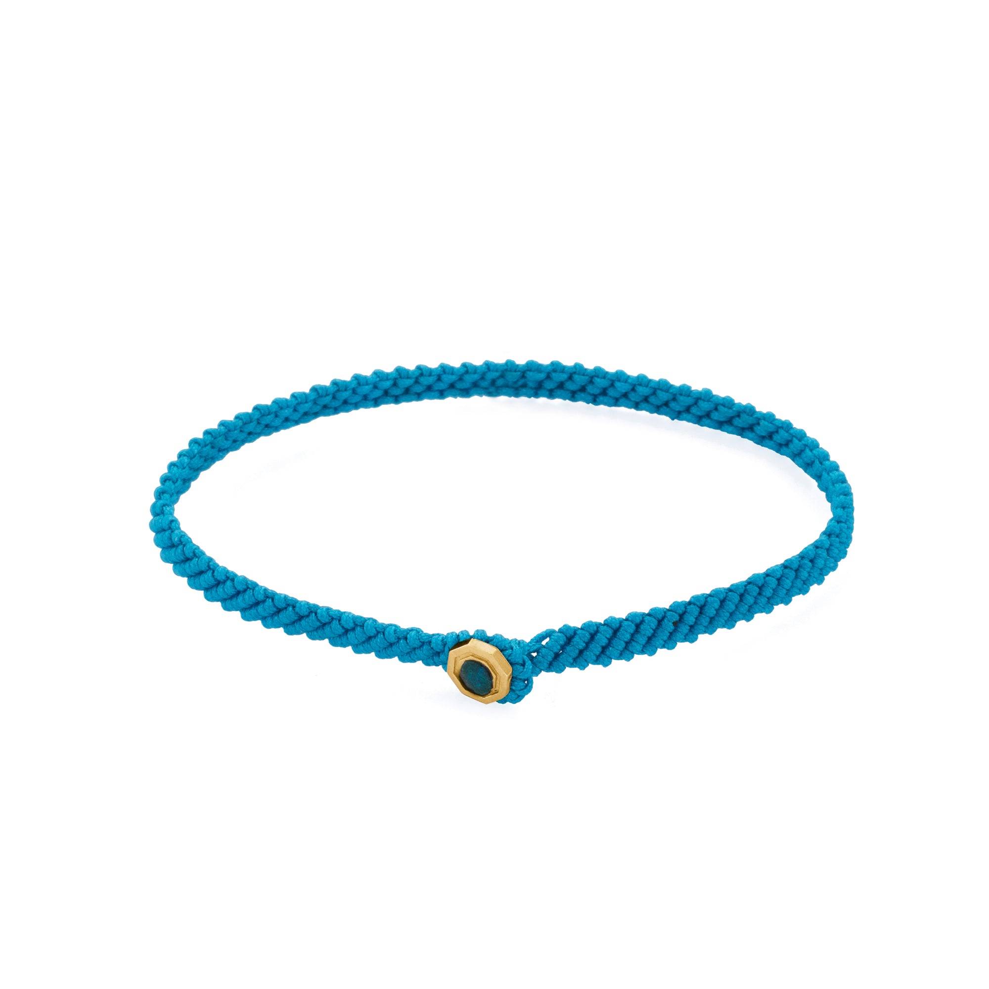 Light Blue Macrame Bracelet in Gold
