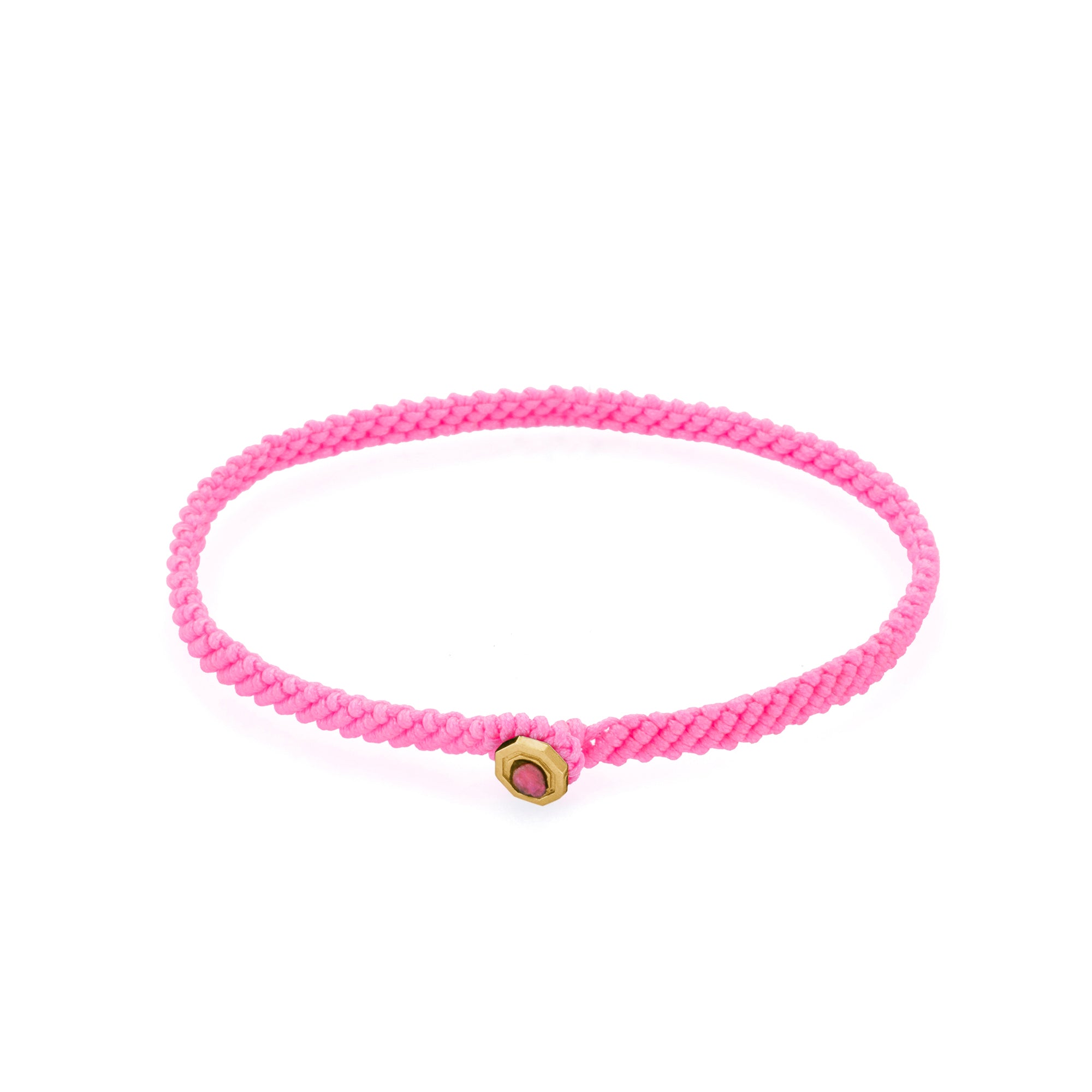 Pink Macrame Bracelet in Gold