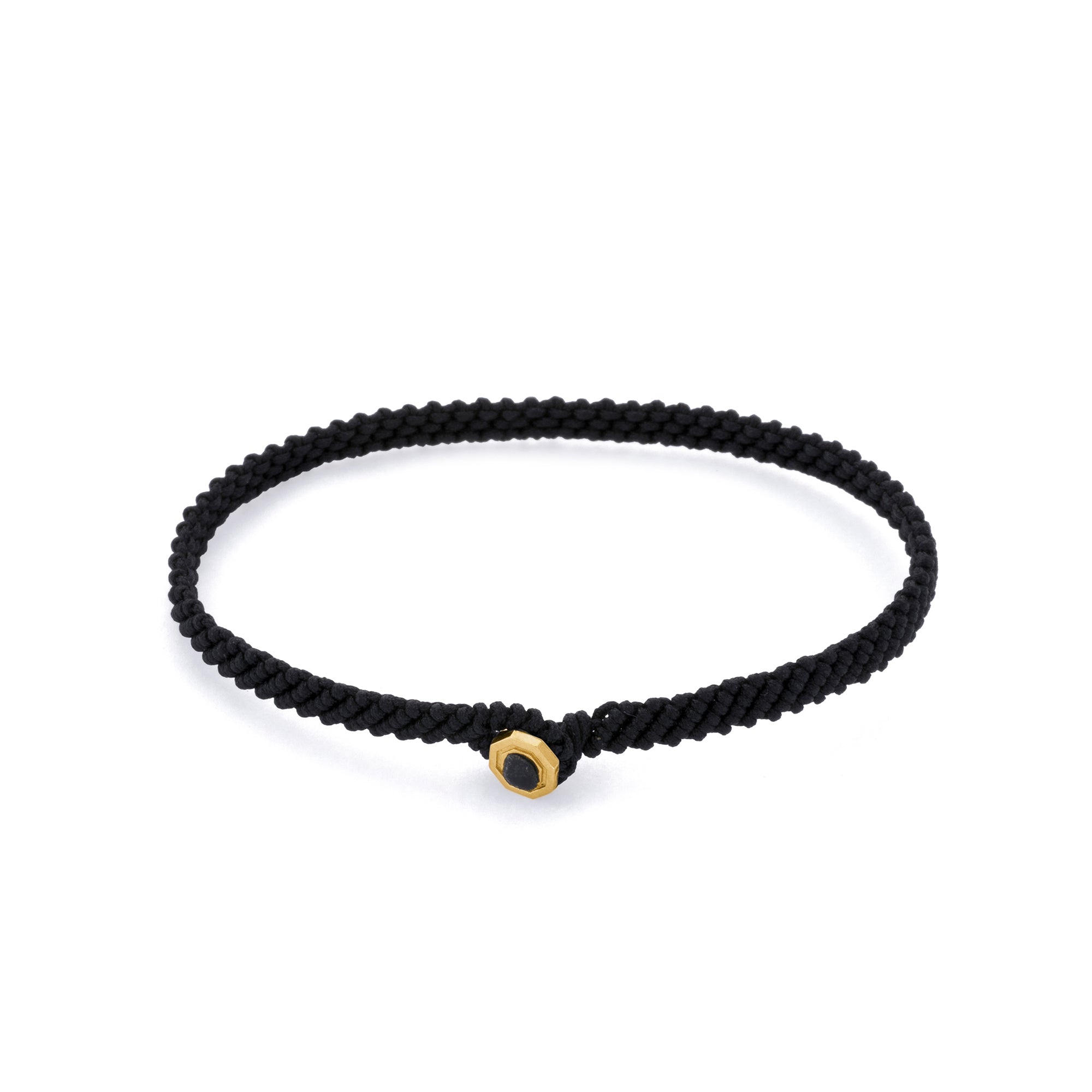 Black Macrame Bracelet in Gold