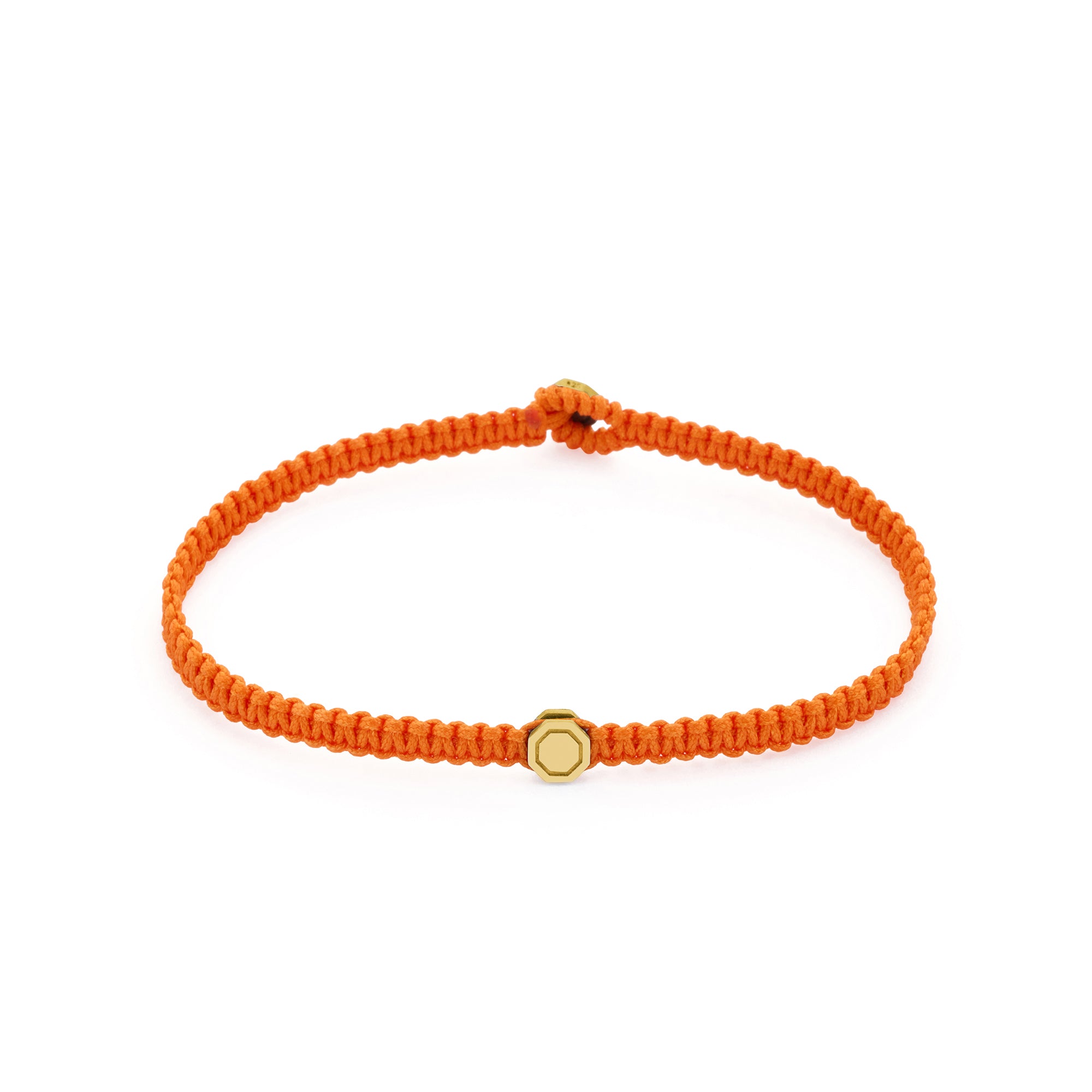 Orange Octagon Macrame Bracelet in Gold