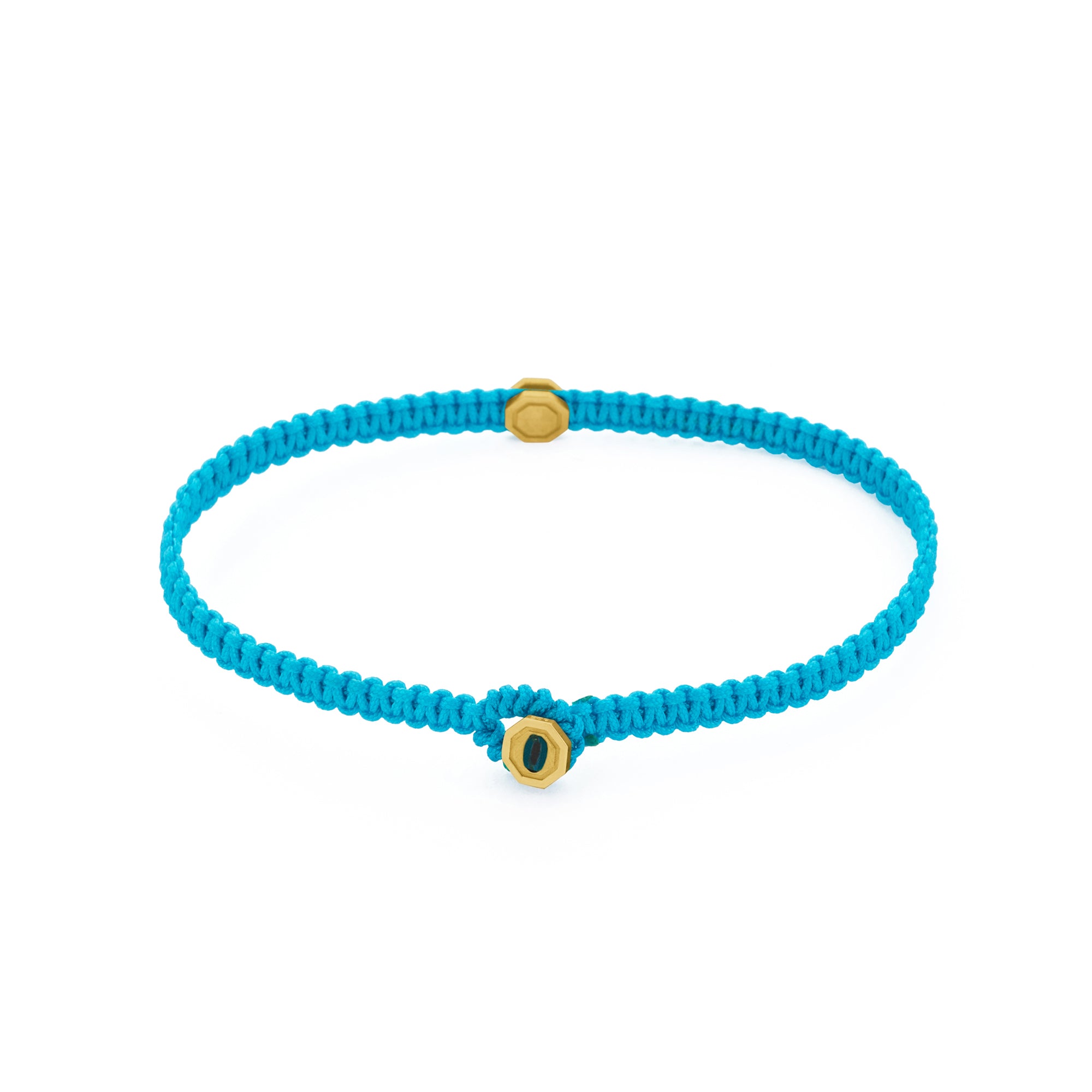 Light Blue Octagon Macrame Bracelet in Gold