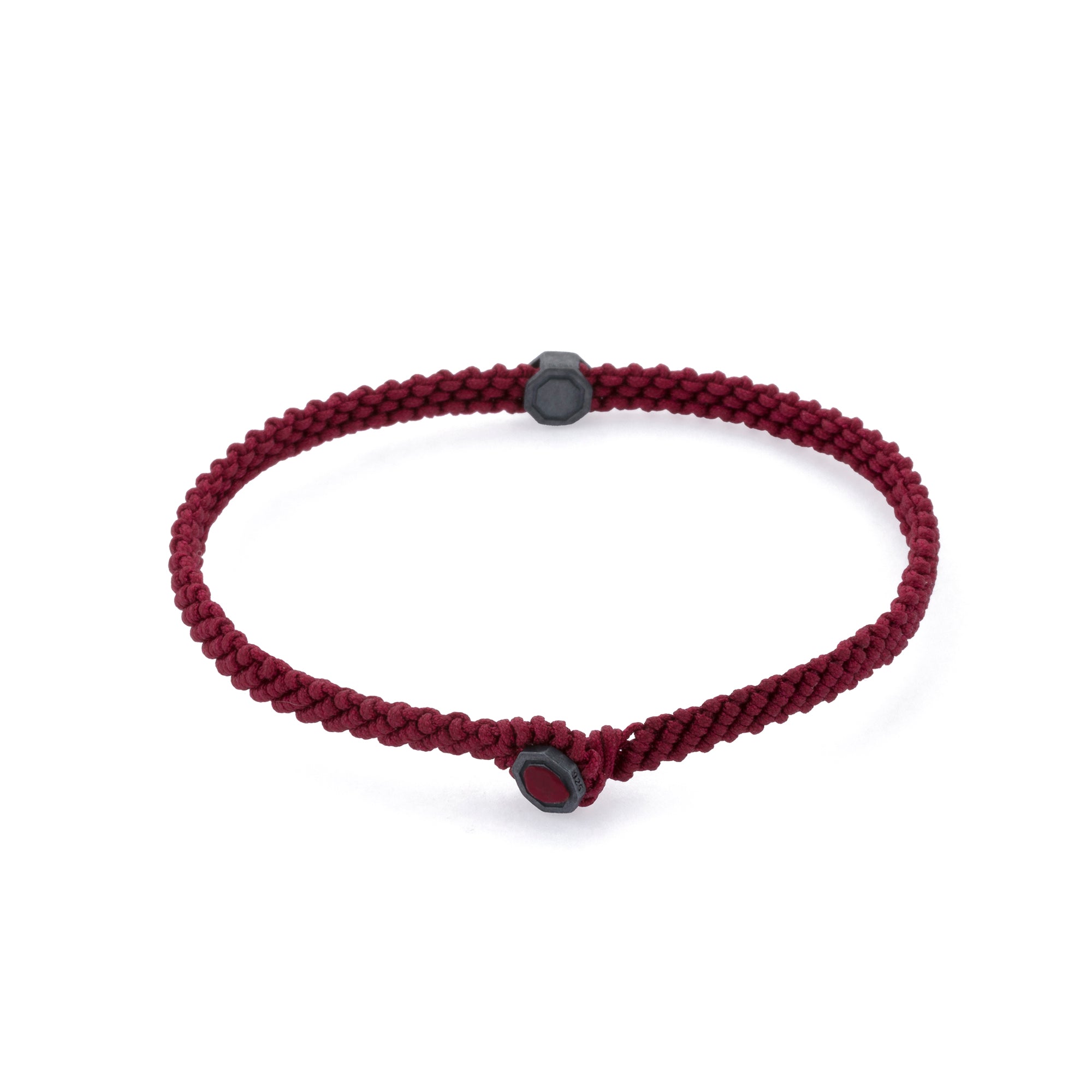 Claret Red Macrame Bracelet in Oxide