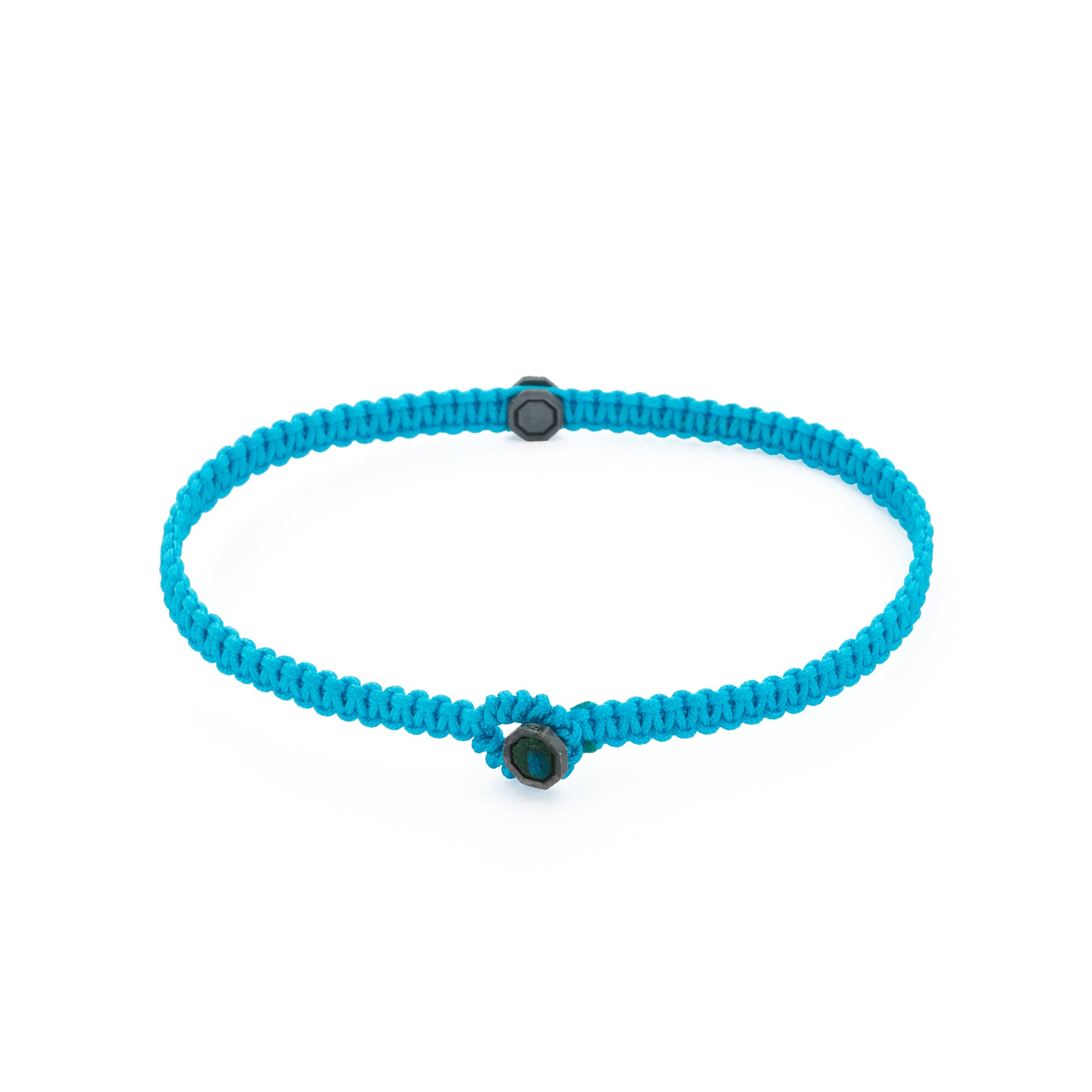 Blue Octagon Macrame Bracelet in Oxide