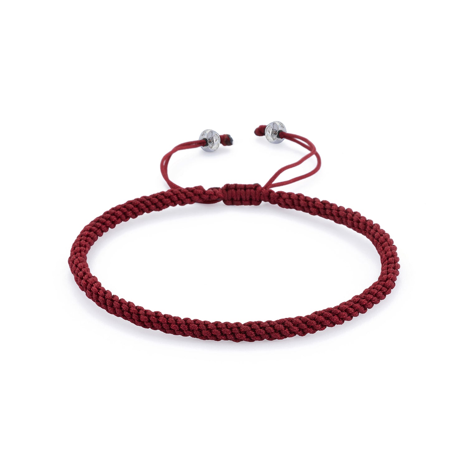 Claret Red Knot Bracelet in Silver