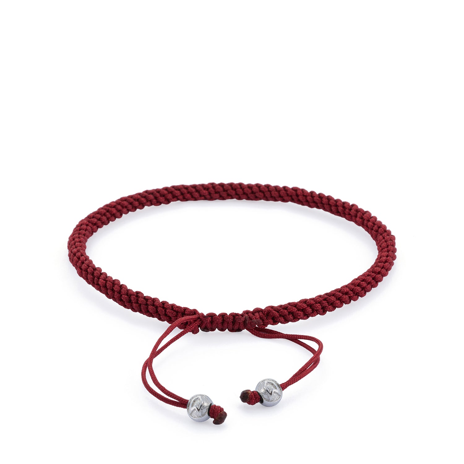 Claret Red Knot Bracelet in Silver