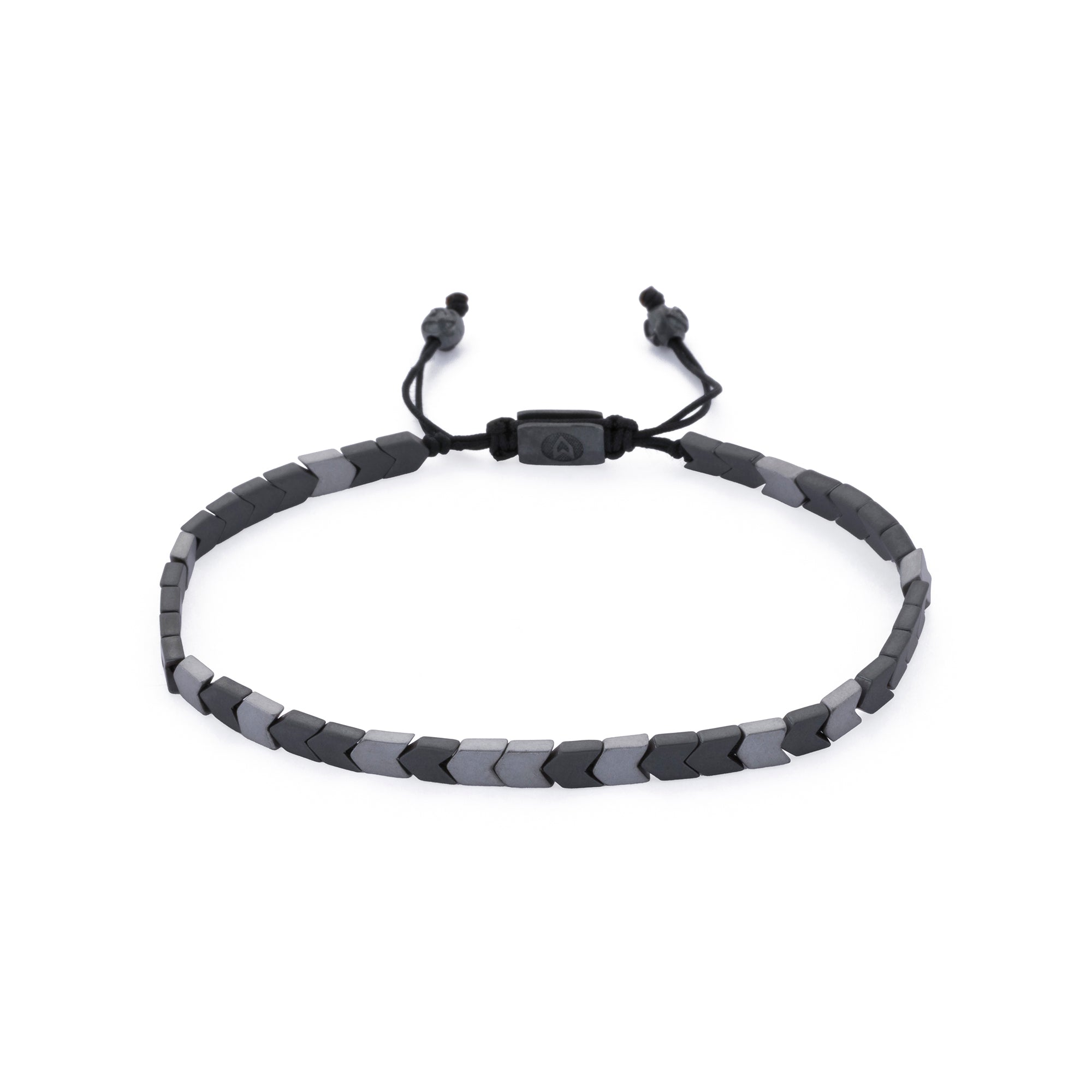 Silver and Oxide Logo Hematite Bracelet