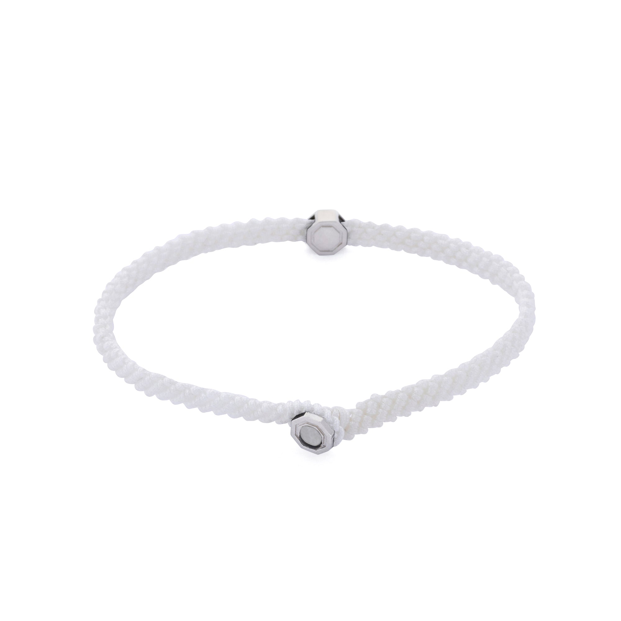 White Macrame Bracelet in Silver