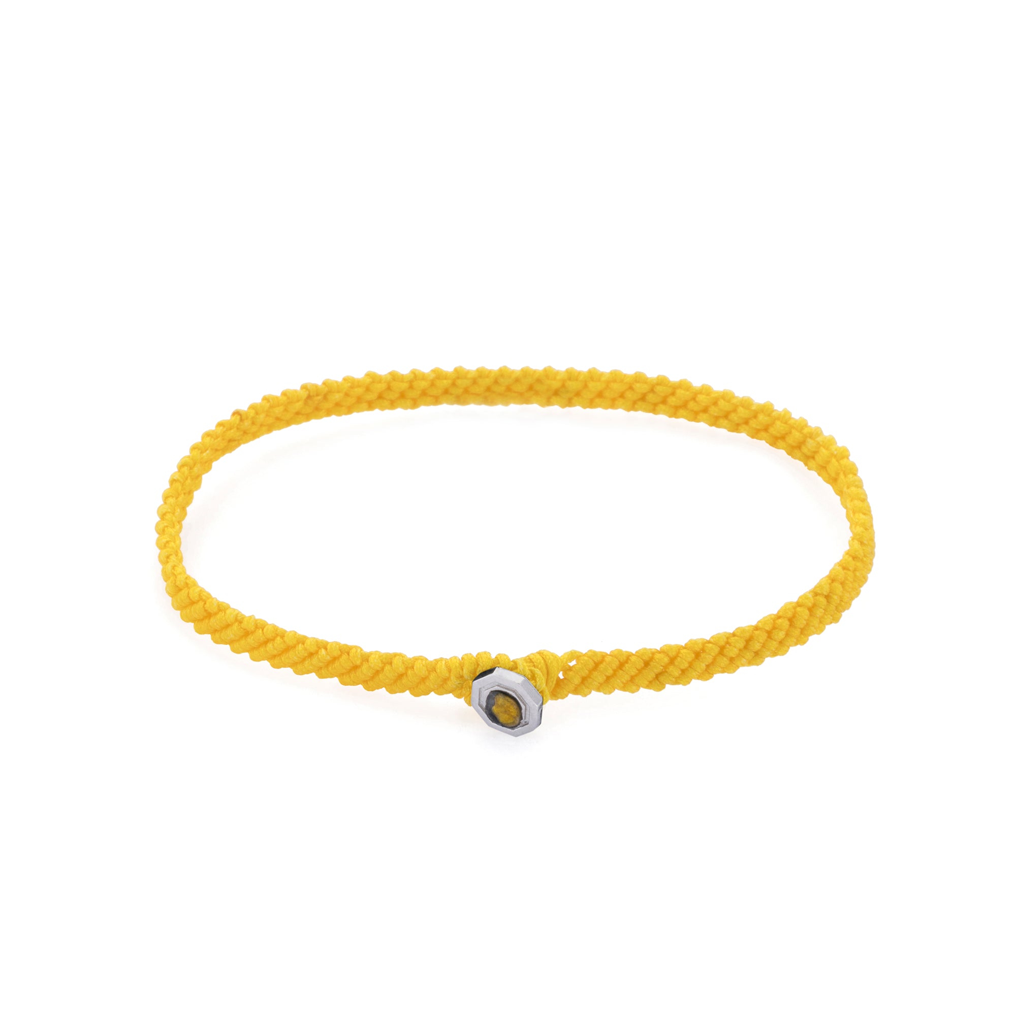 Yellow Macrame Bracelet in Silver
