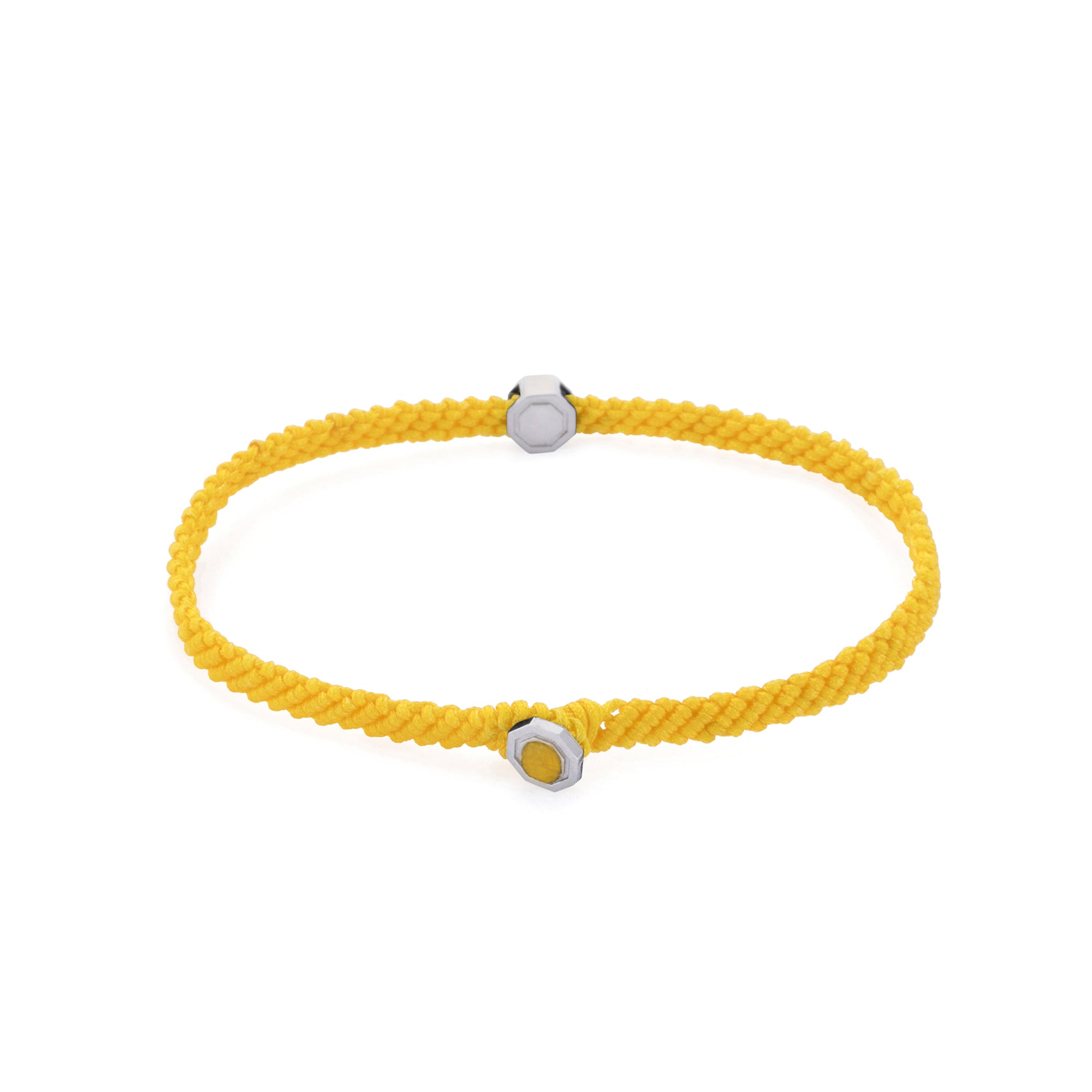 Yellow Macrame Bracelet in Silver