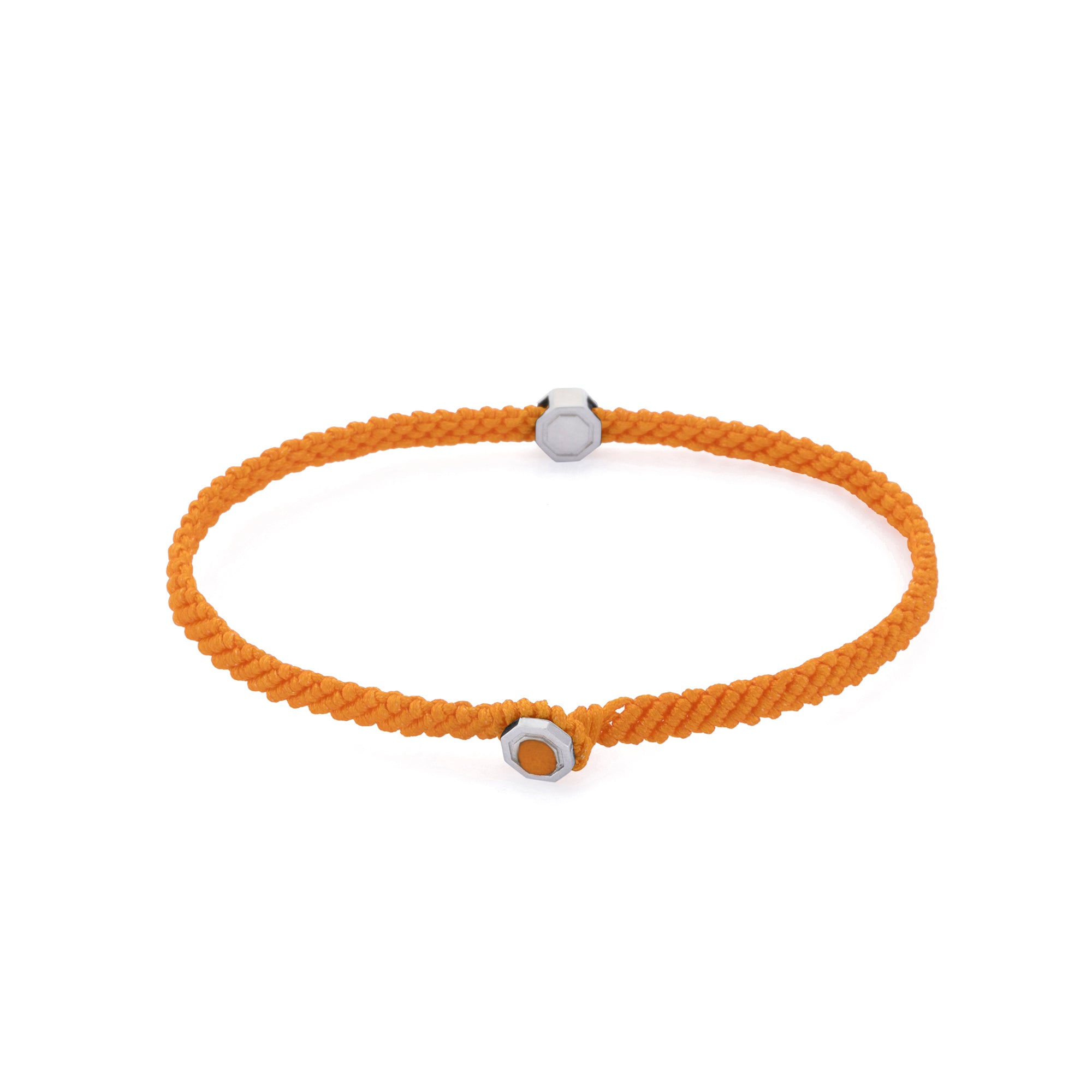 Orange Macrame Bracelet in Silver