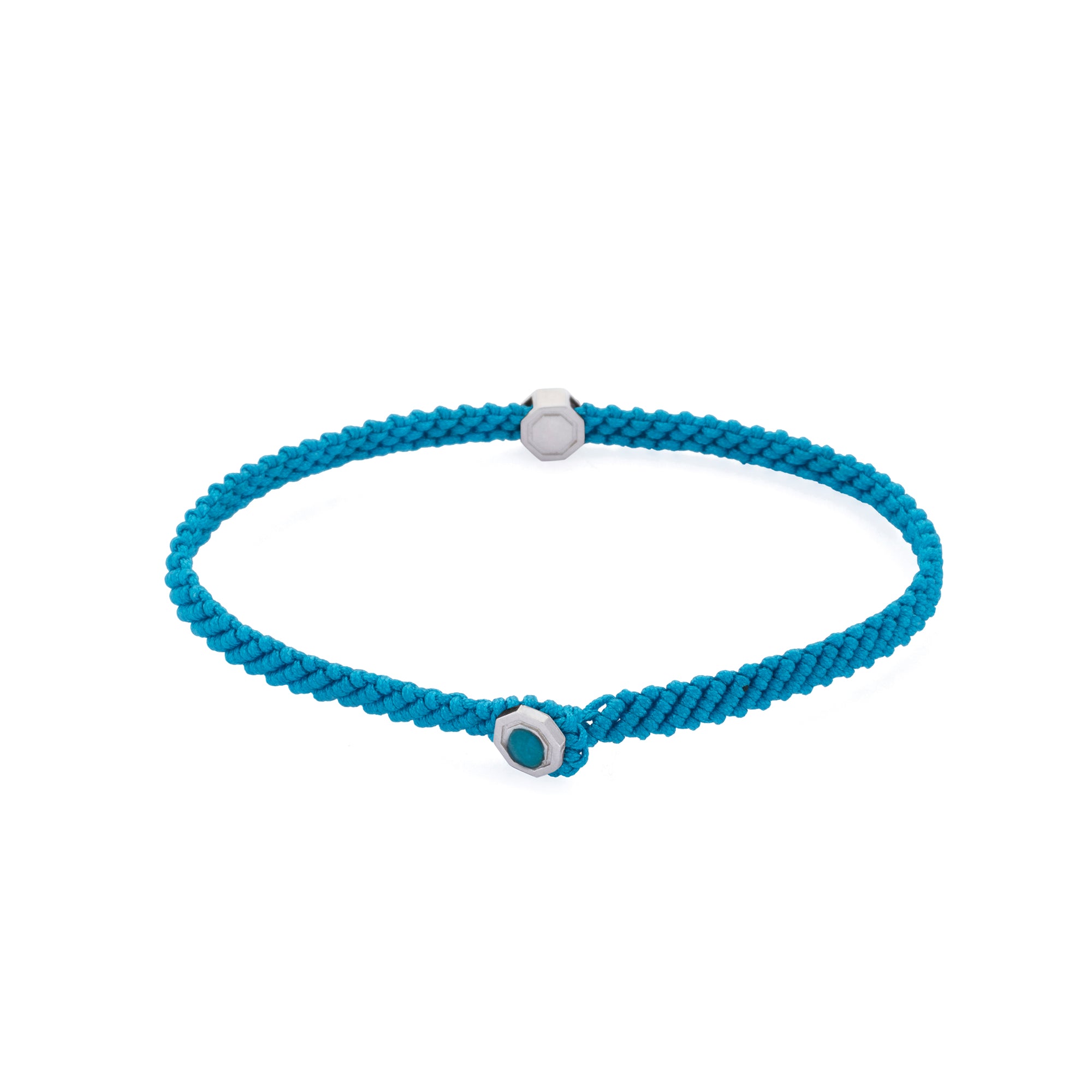 Blue Macrame Bracelet in Silver