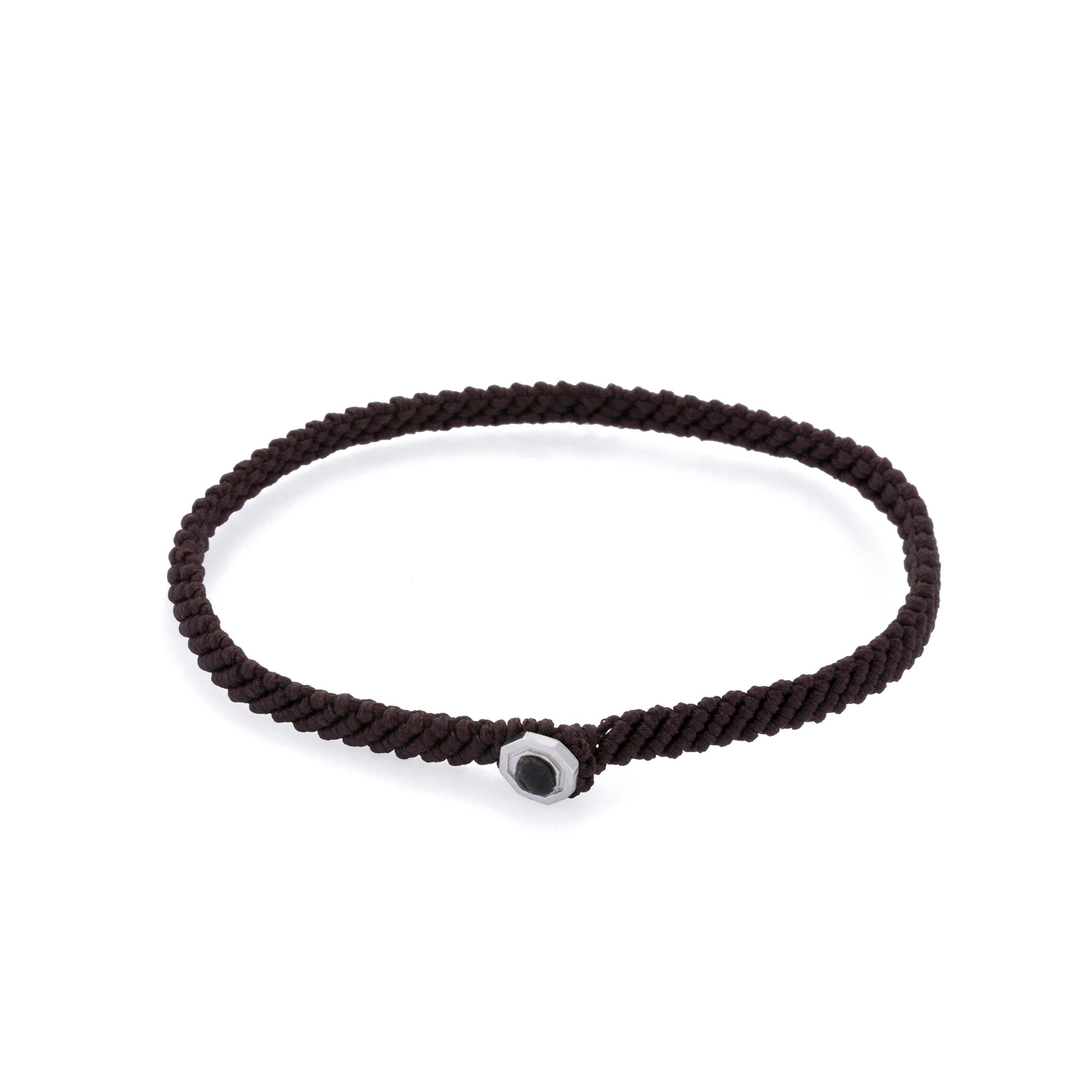 Brown Macrame Bracelet in Silver