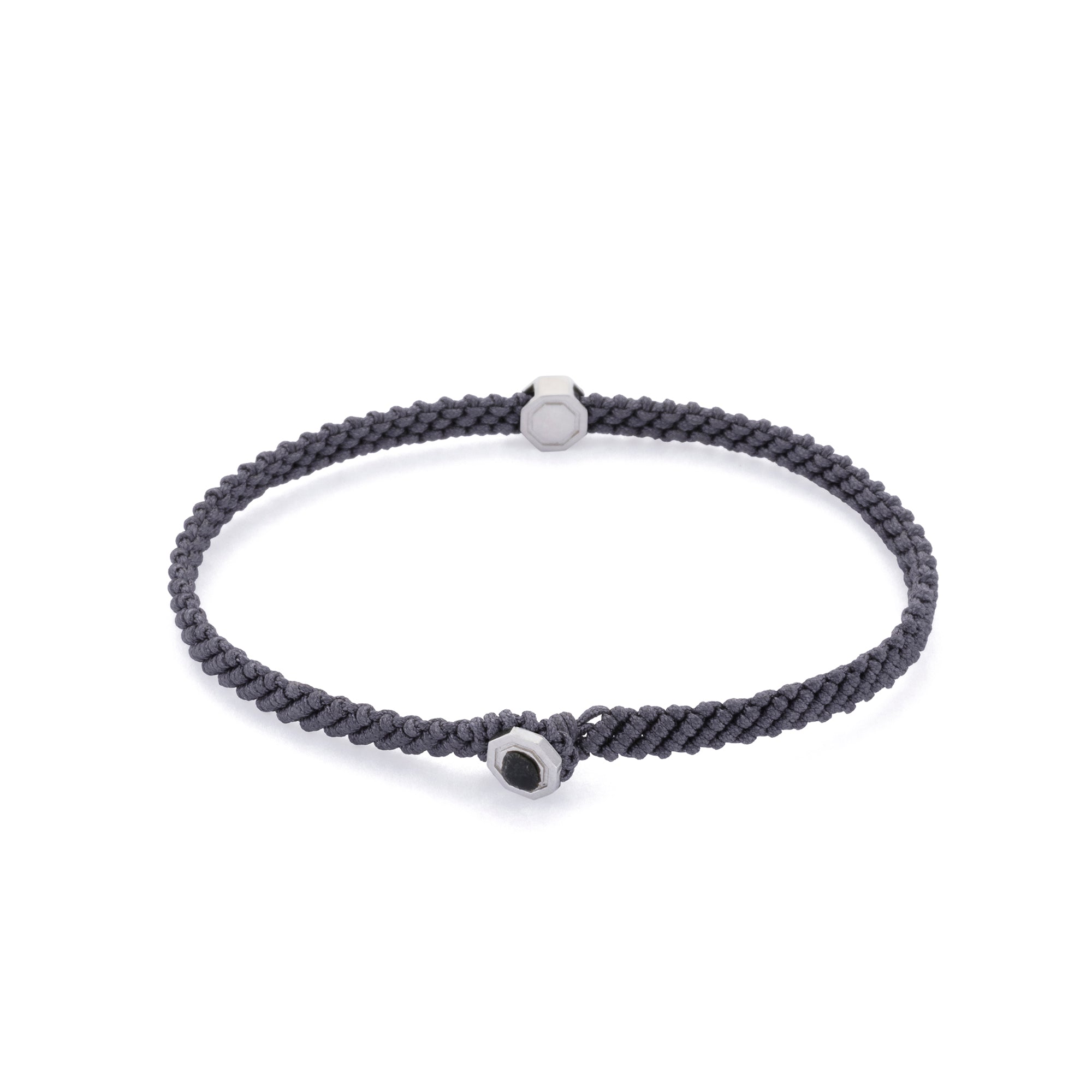Grey Macrame Bracelet in Silver