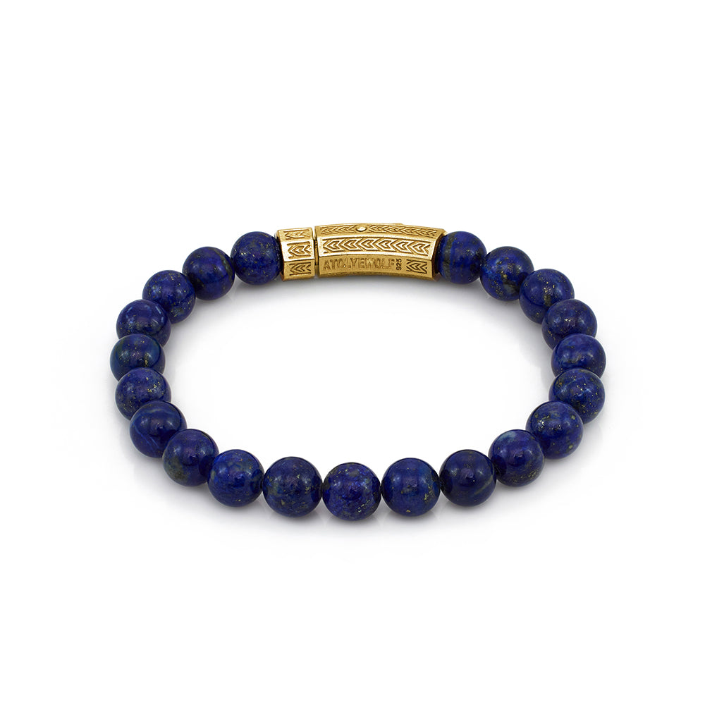 Thick Lapis Bracelet in Gold