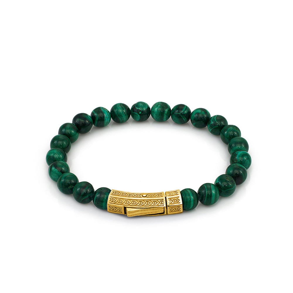 Thick Malachite Bracelet in Gold
