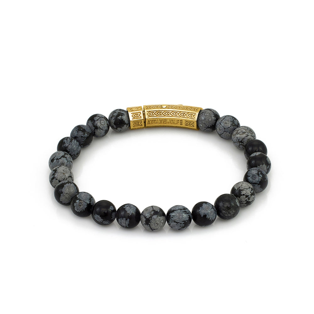 Thick Obsidian Bracelet in Gold