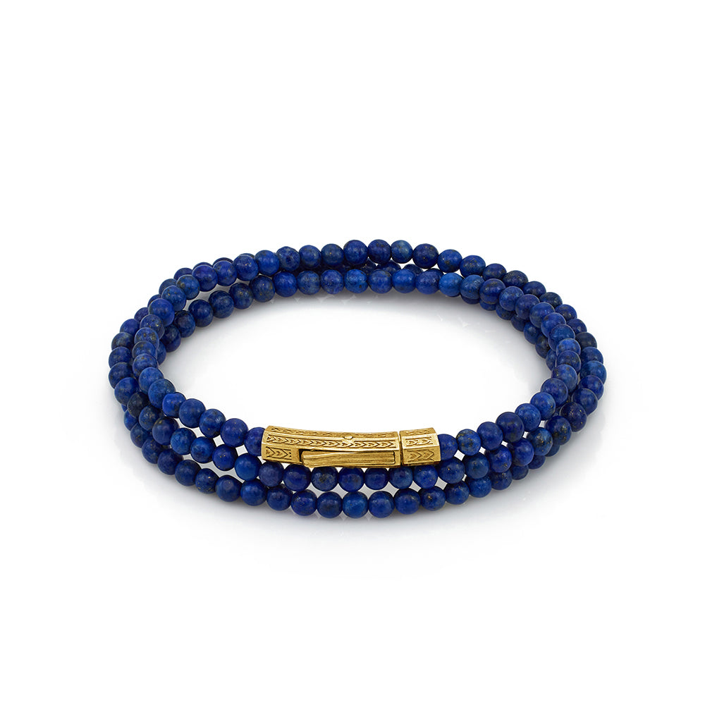 Triple Lapis Bracelet in Gold