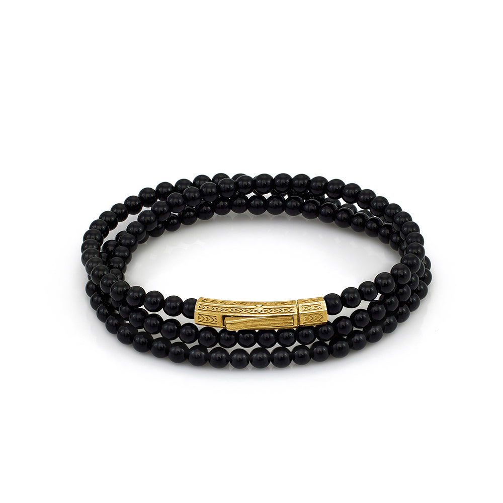 Triple Onyx Bracelet in Gold