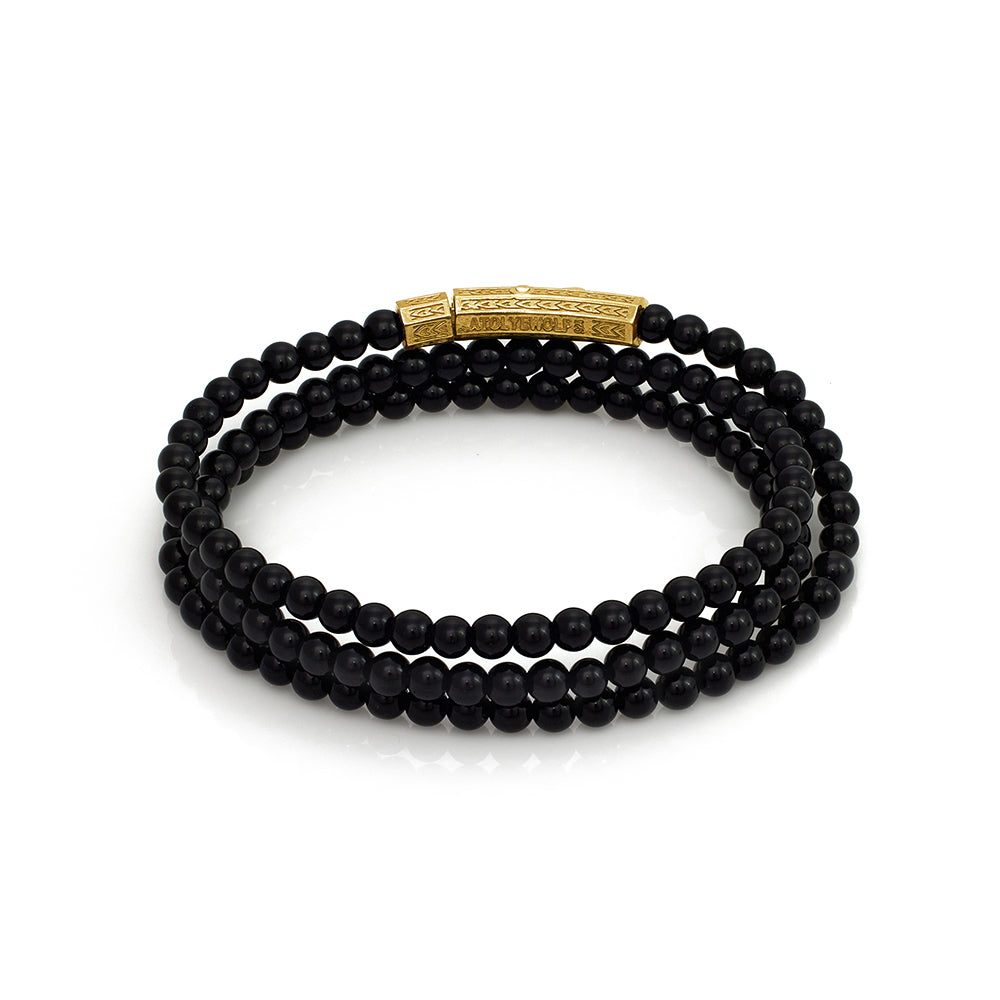 Triple Onyx Bracelet in Gold