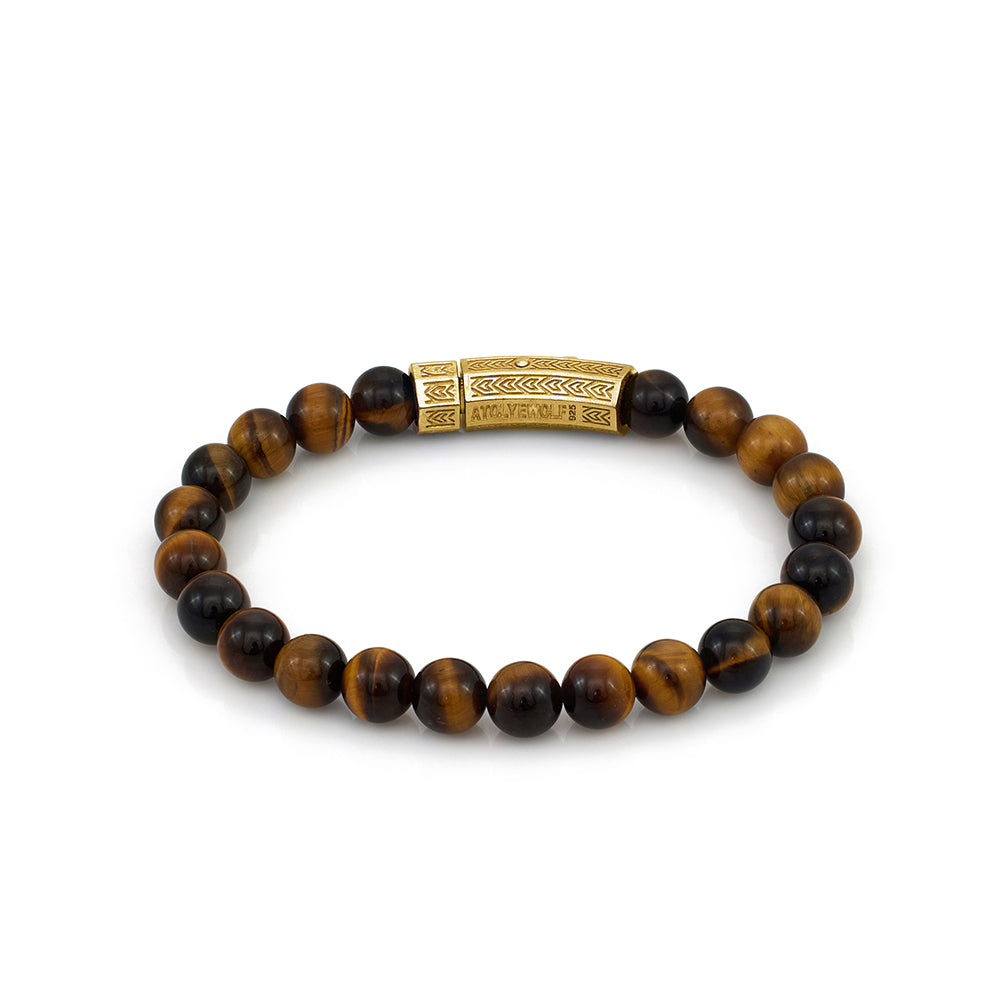 Thick Tiger Eye Bracelet in Gold