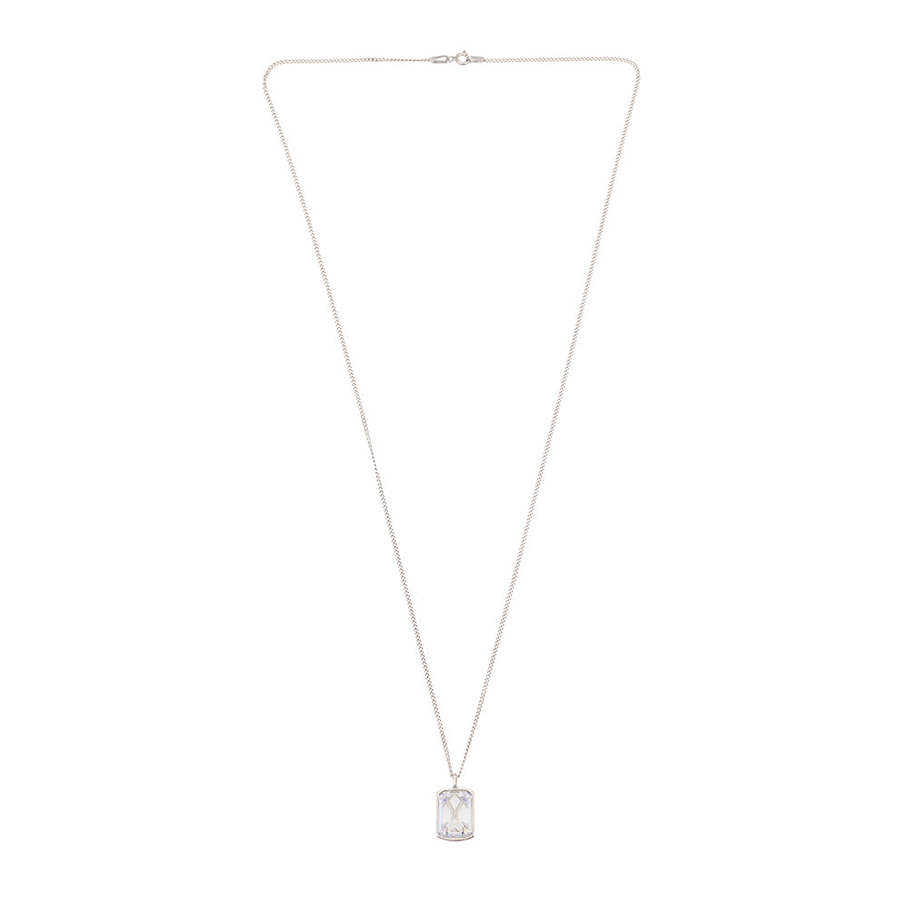 White Stone Necklace in Silver