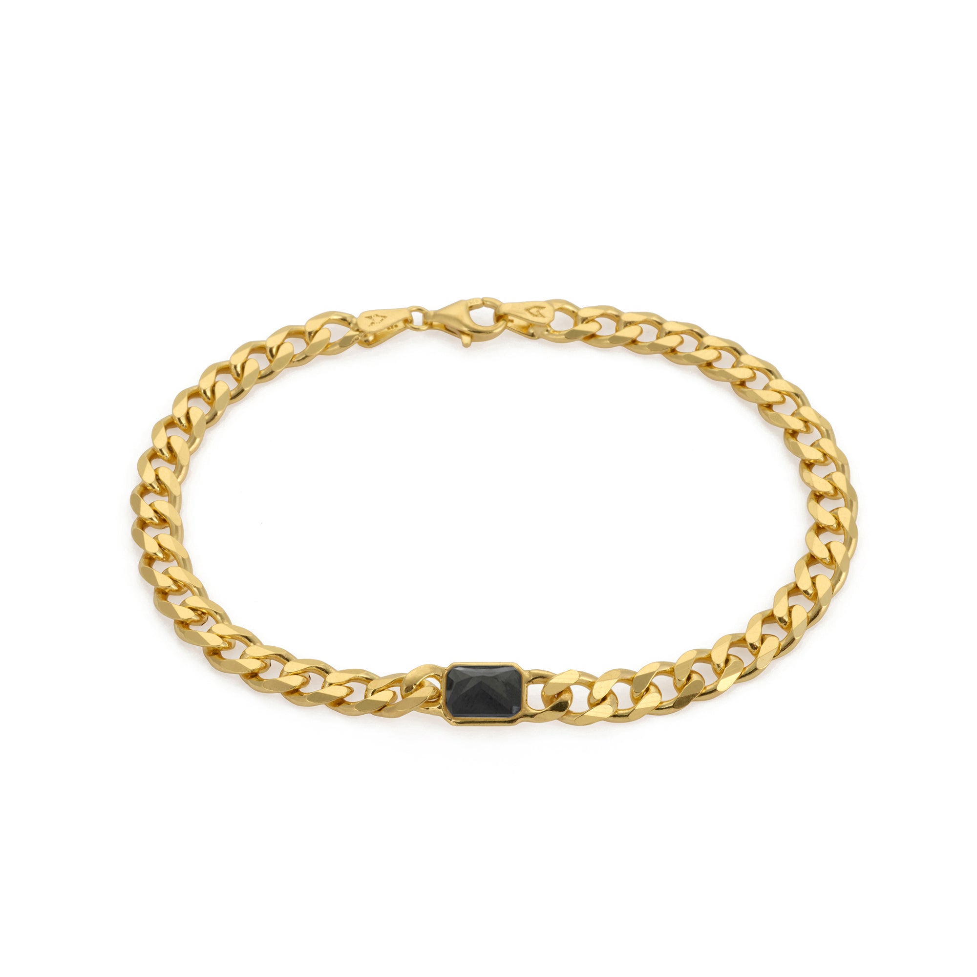 Black Baguette Bracelet in Gold