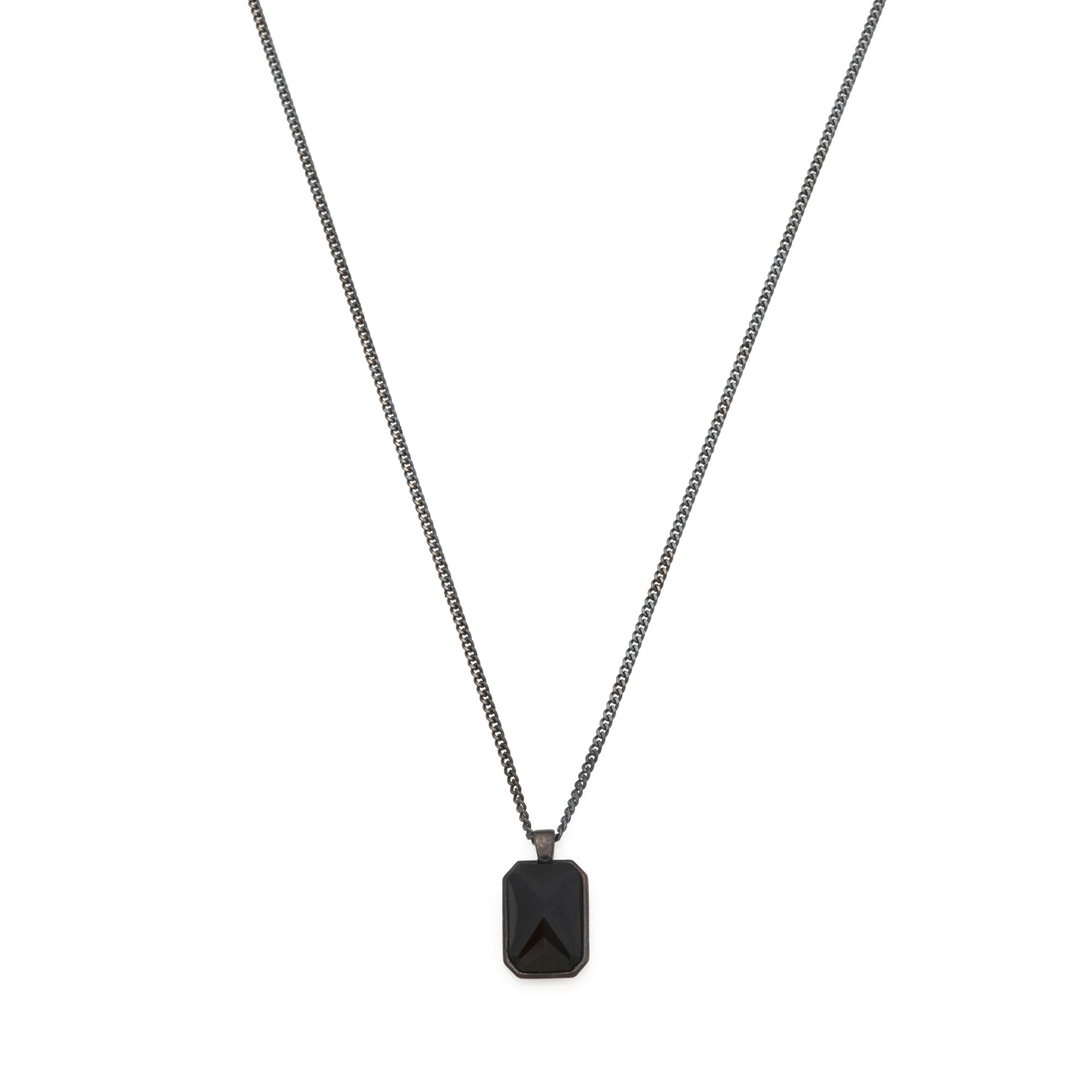 Black Baguette Necklace in Oxide