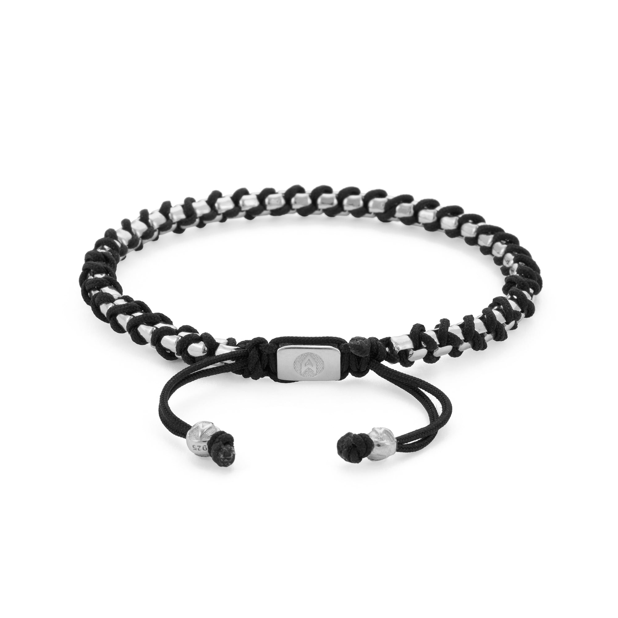 Box Chain Macrame Bracelet in Silver