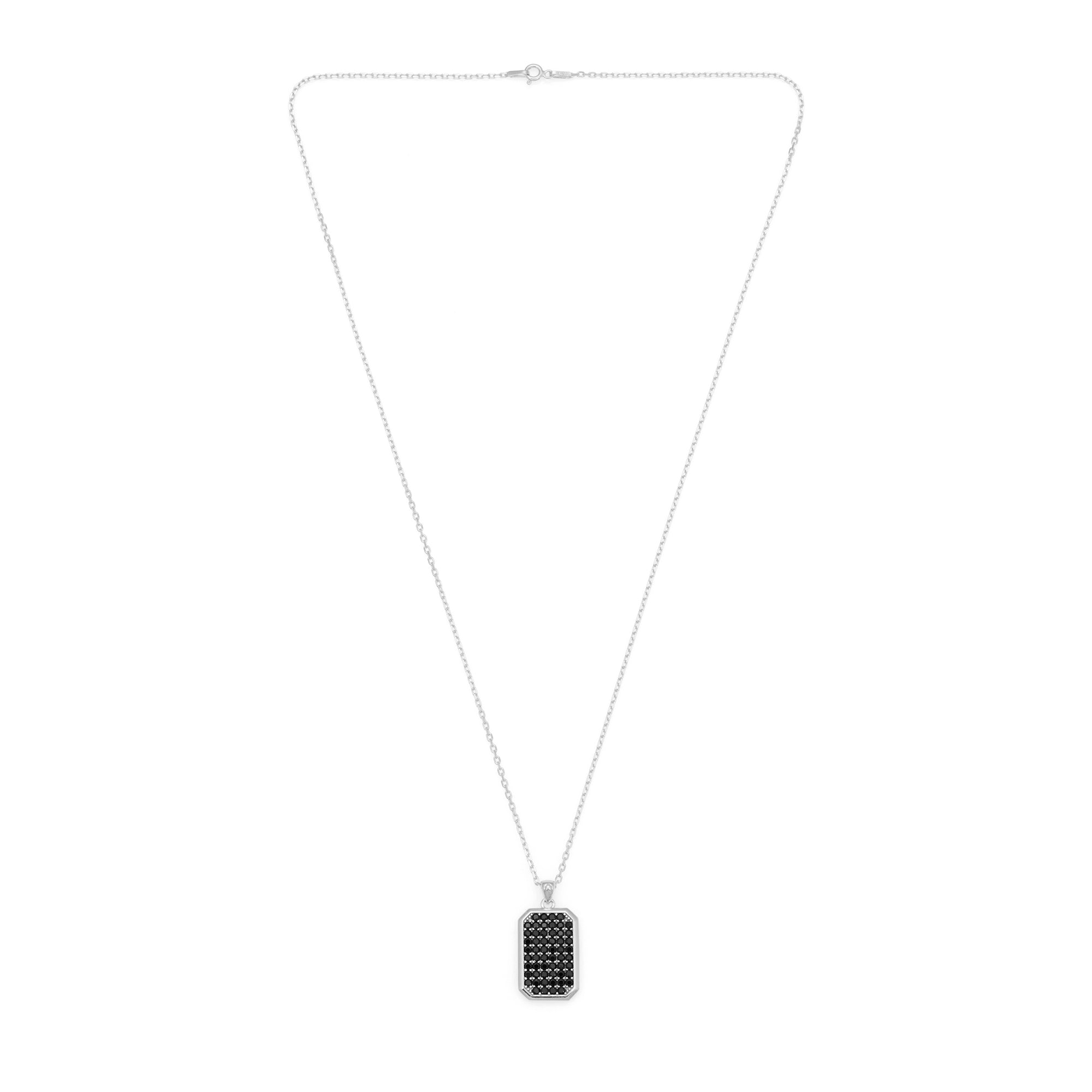Octa Black Pave Necklace in Silver