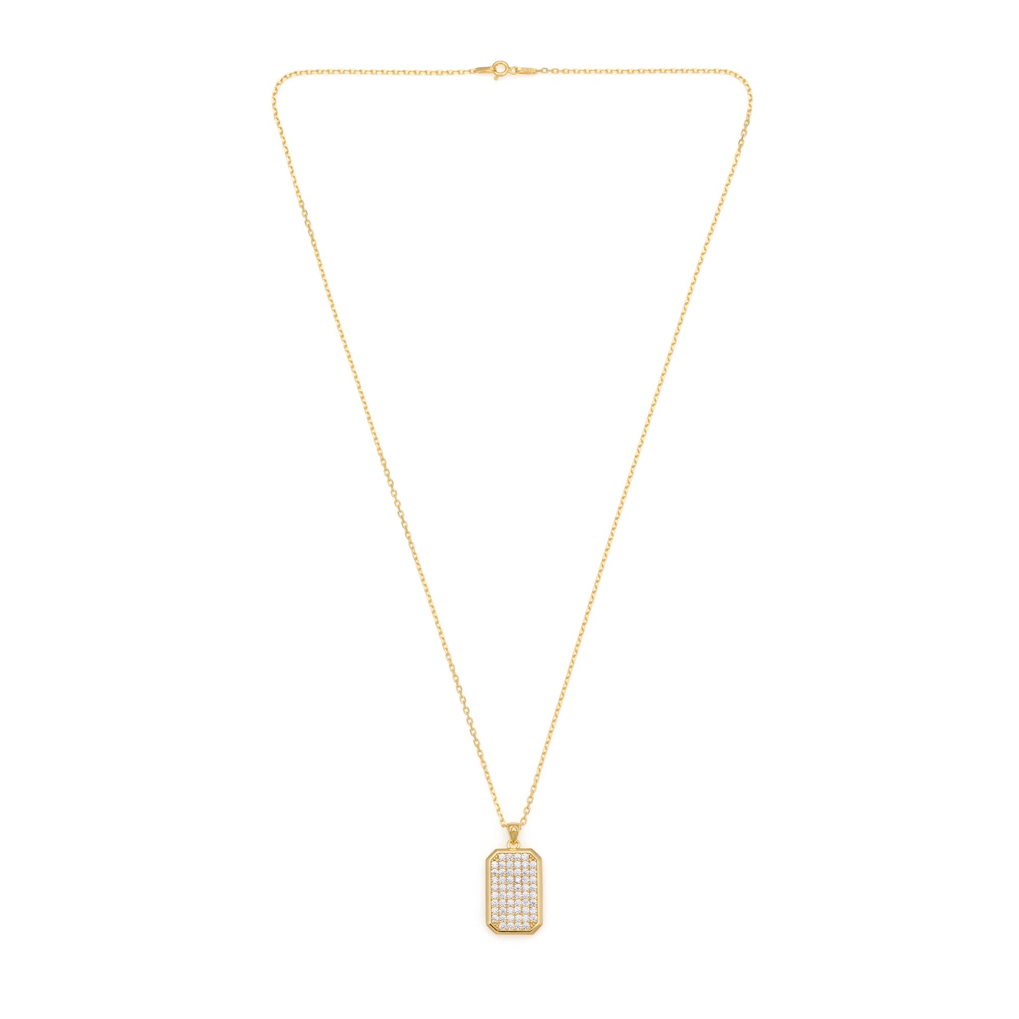 Octa White Pave Necklace in Gold