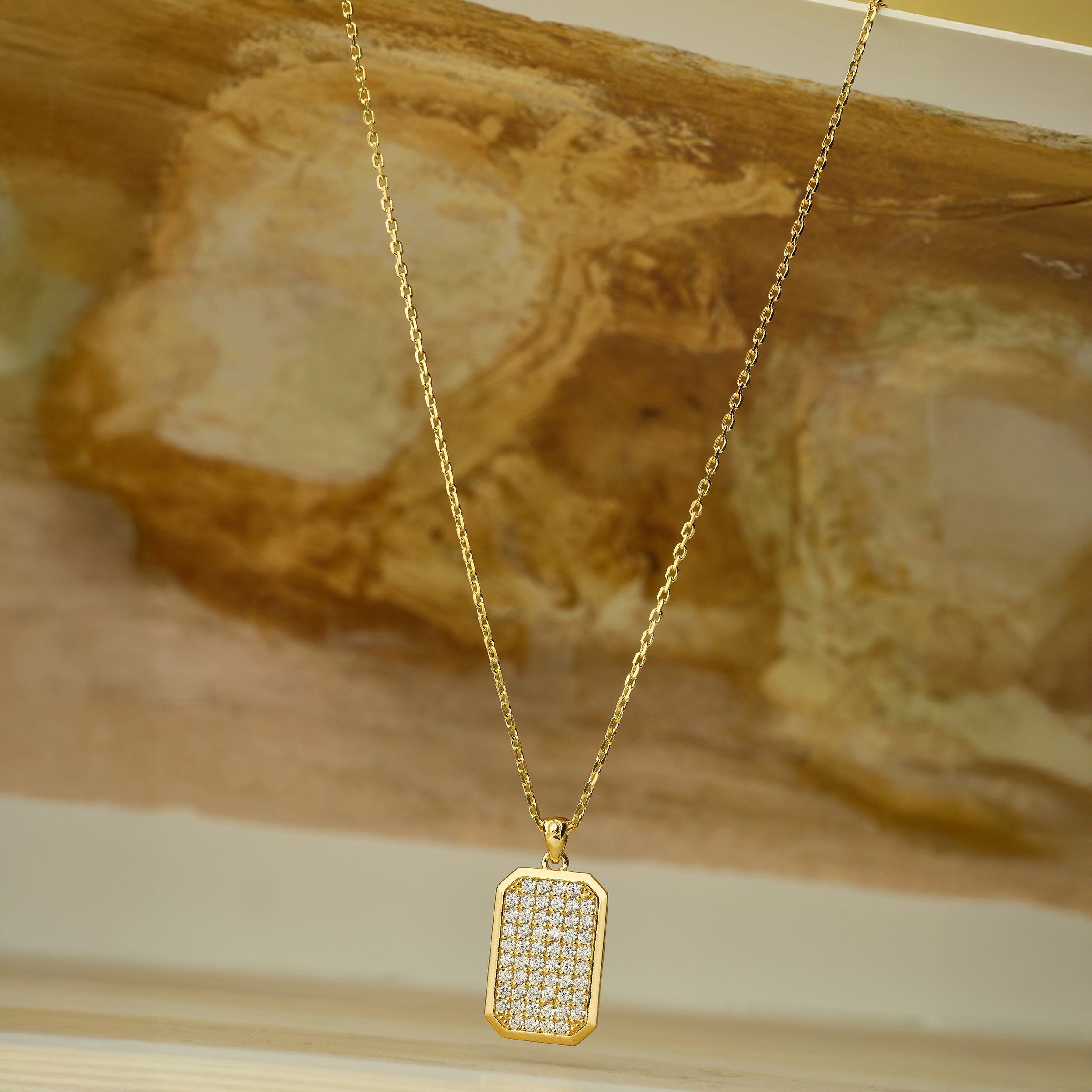 Octa White Pave Necklace in Gold