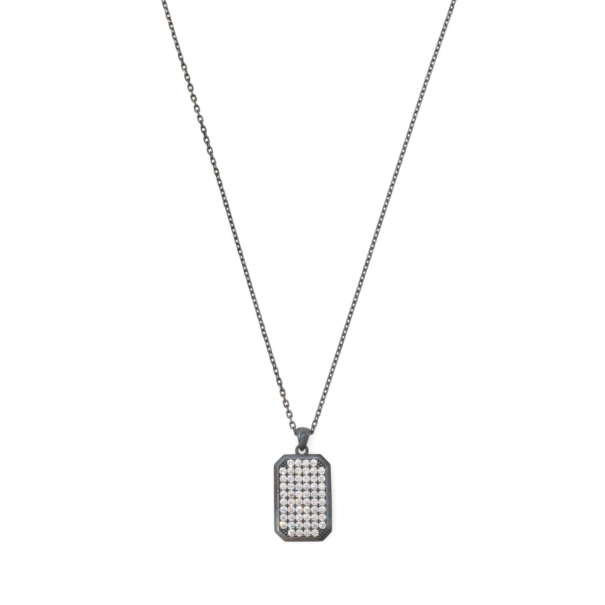 Octa White Pave Necklace in Oxide